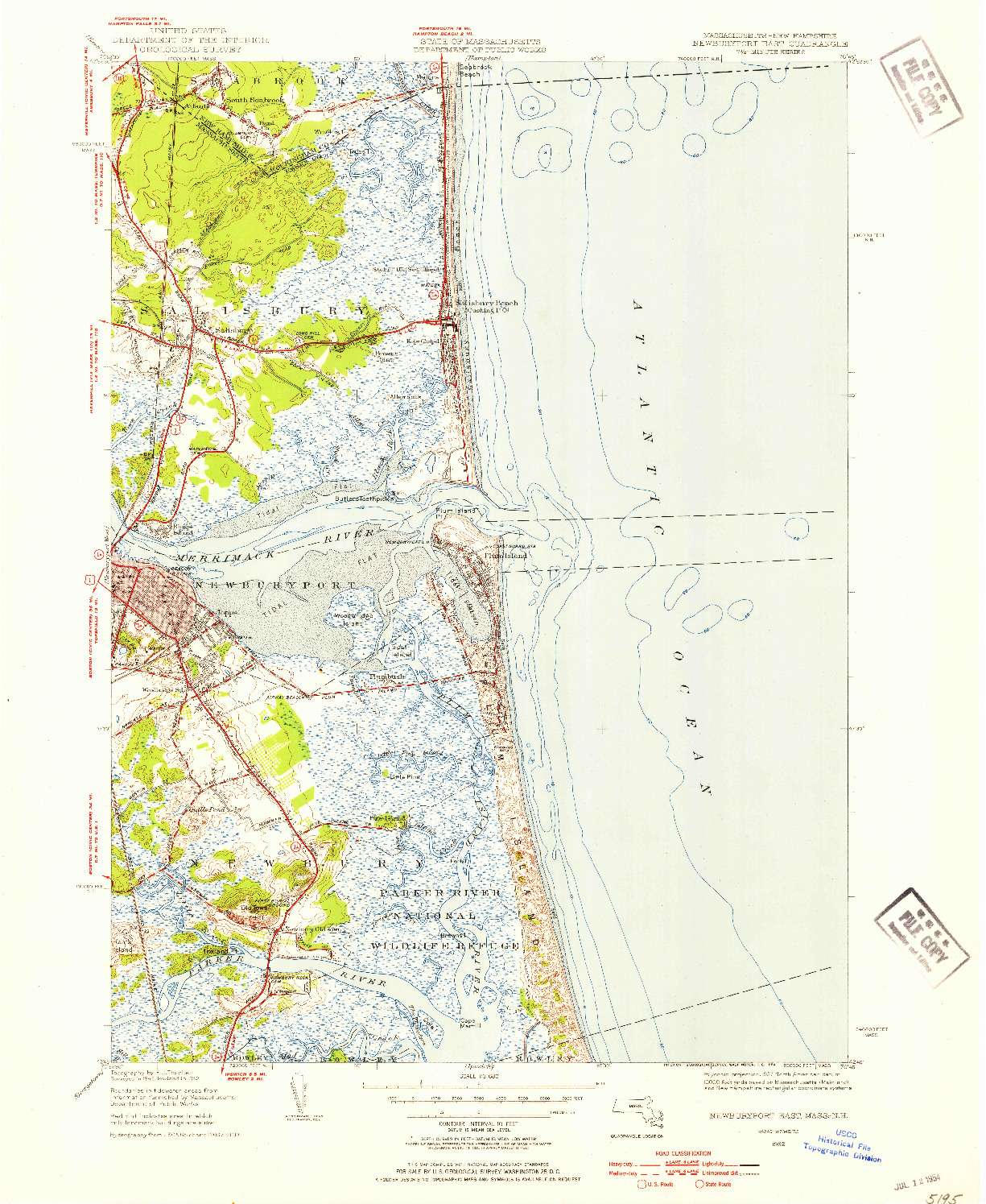USGS 1:31680-SCALE QUADRANGLE FOR NEWBURYPORT EAST, MA 1952