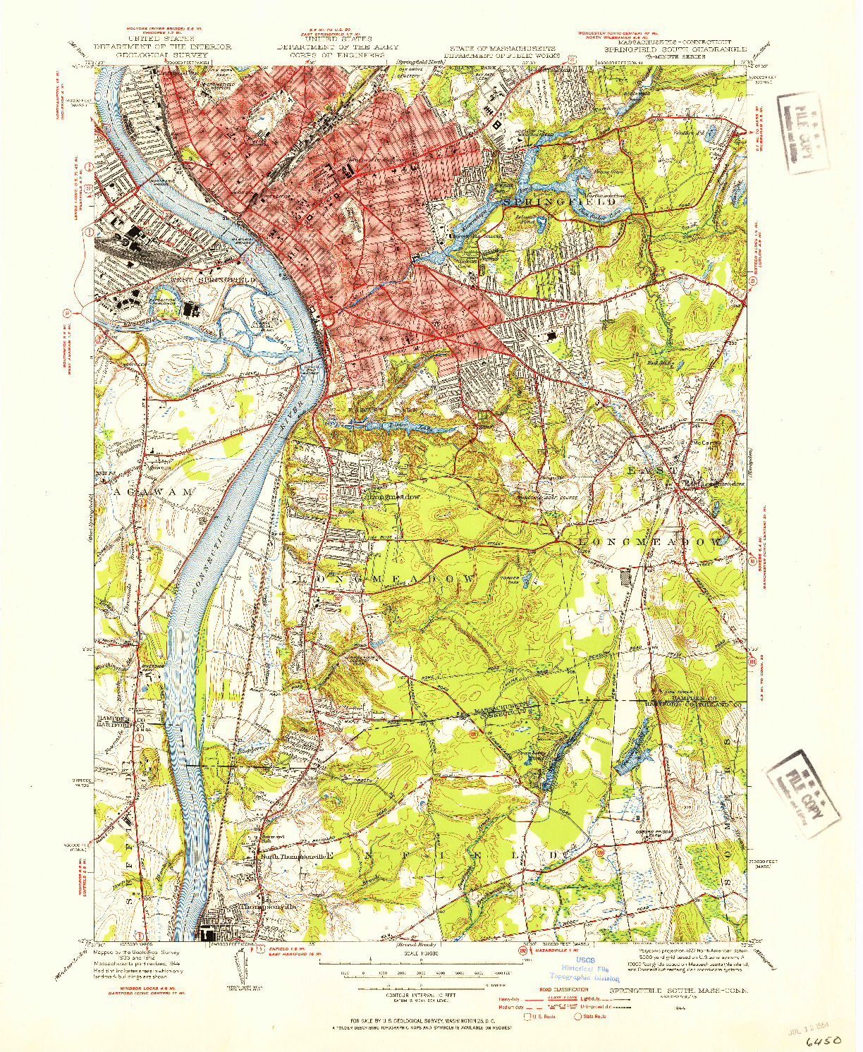 USGS 1:31680-SCALE QUADRANGLE FOR SPRINGFIELD SOUTH, MA 1944