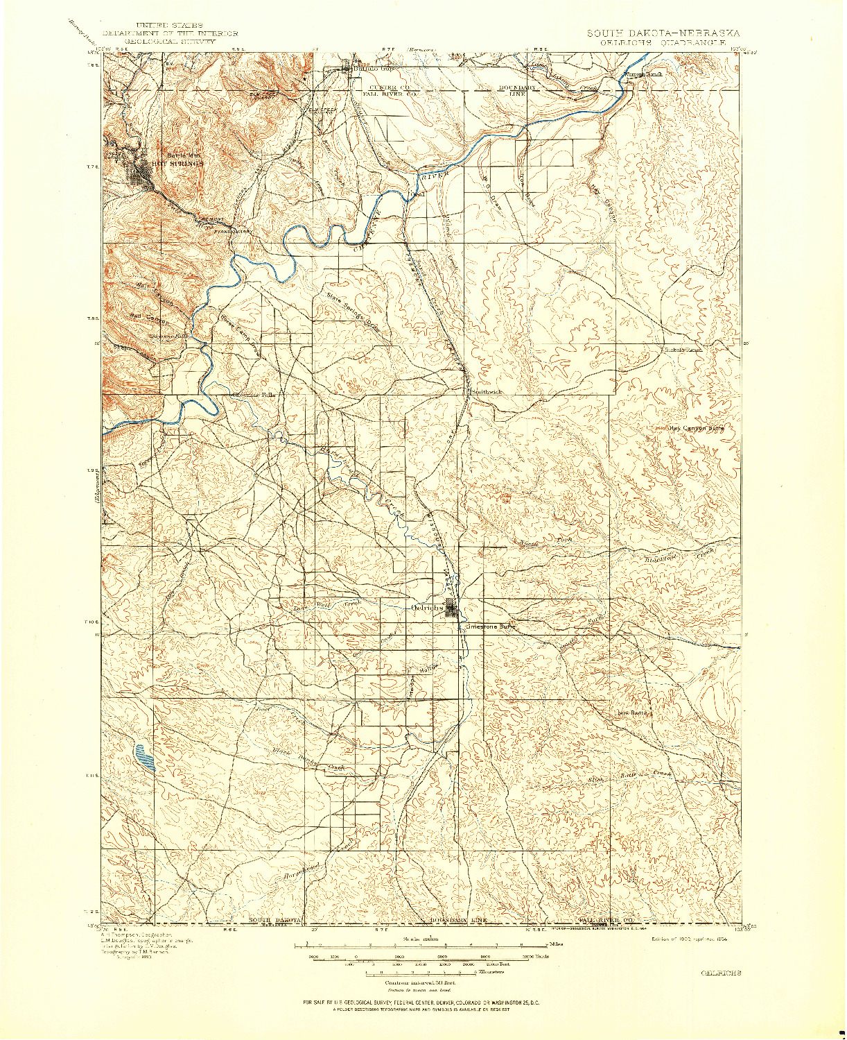 USGS 1:125000-SCALE QUADRANGLE FOR OELRICHS, NE 1900