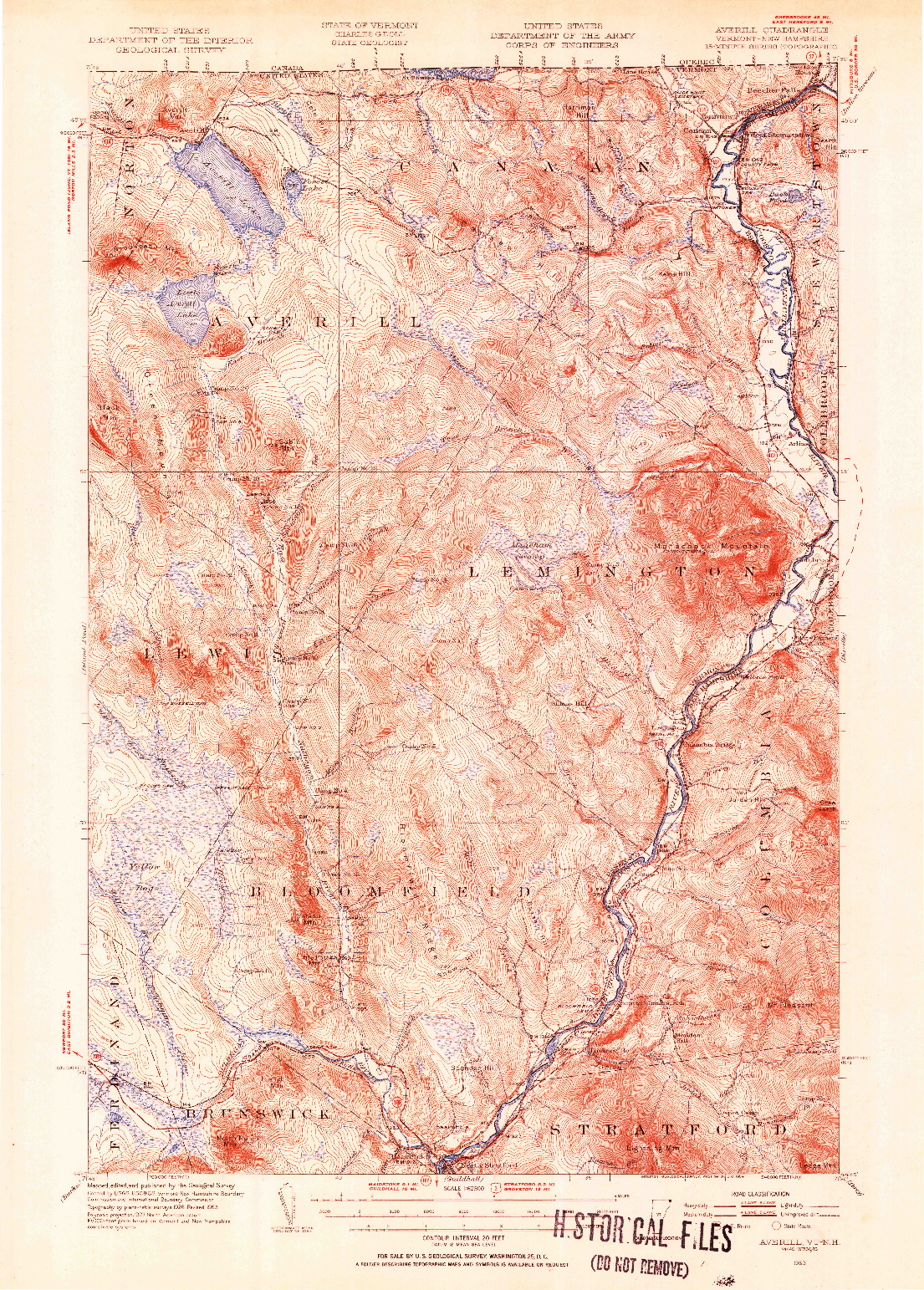 USGS 1:62500-SCALE QUADRANGLE FOR AVERILL, VT 1953