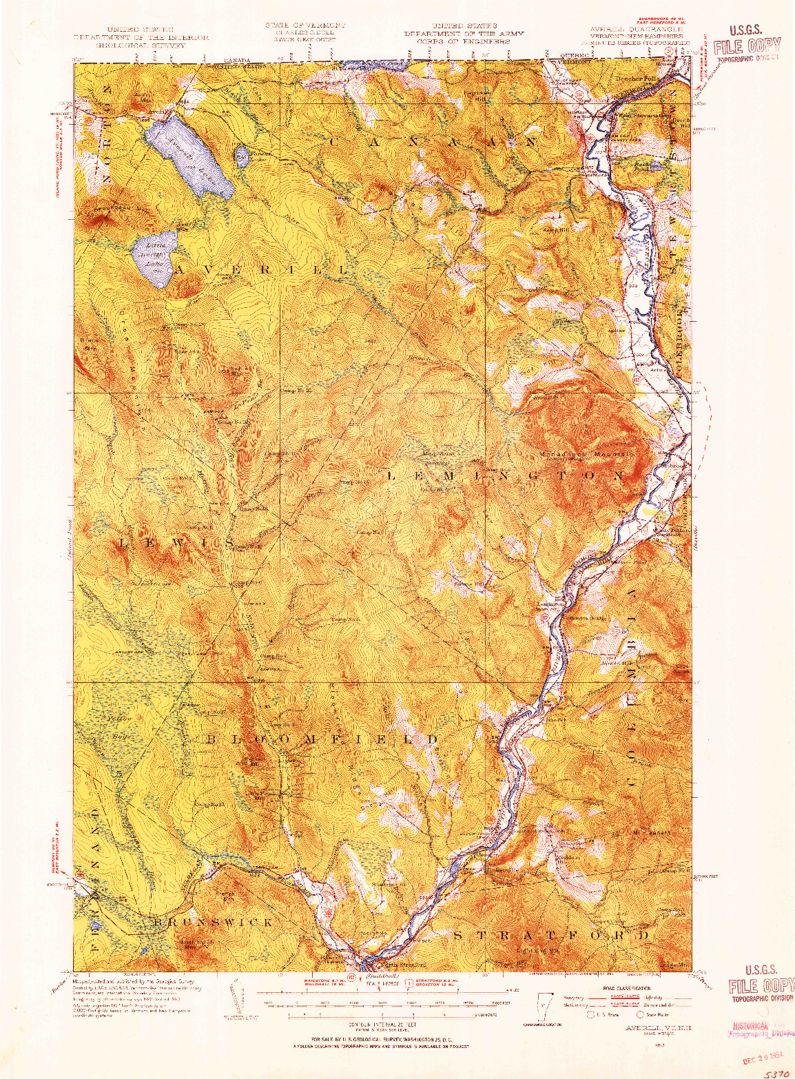 USGS 1:62500-SCALE QUADRANGLE FOR AVERILL, VT 1953