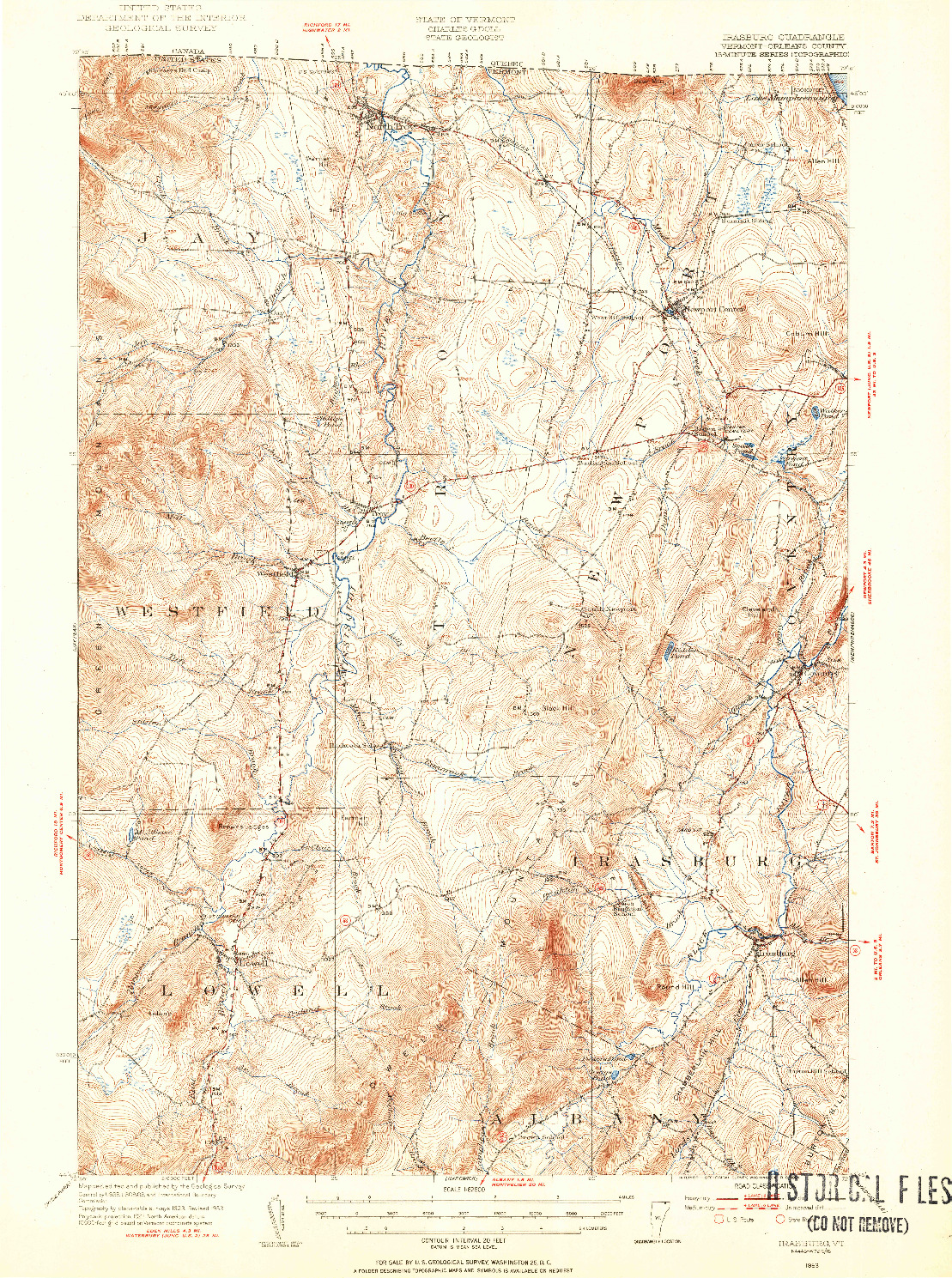 USGS 1:62500-SCALE QUADRANGLE FOR IRASBURG, VT 1953