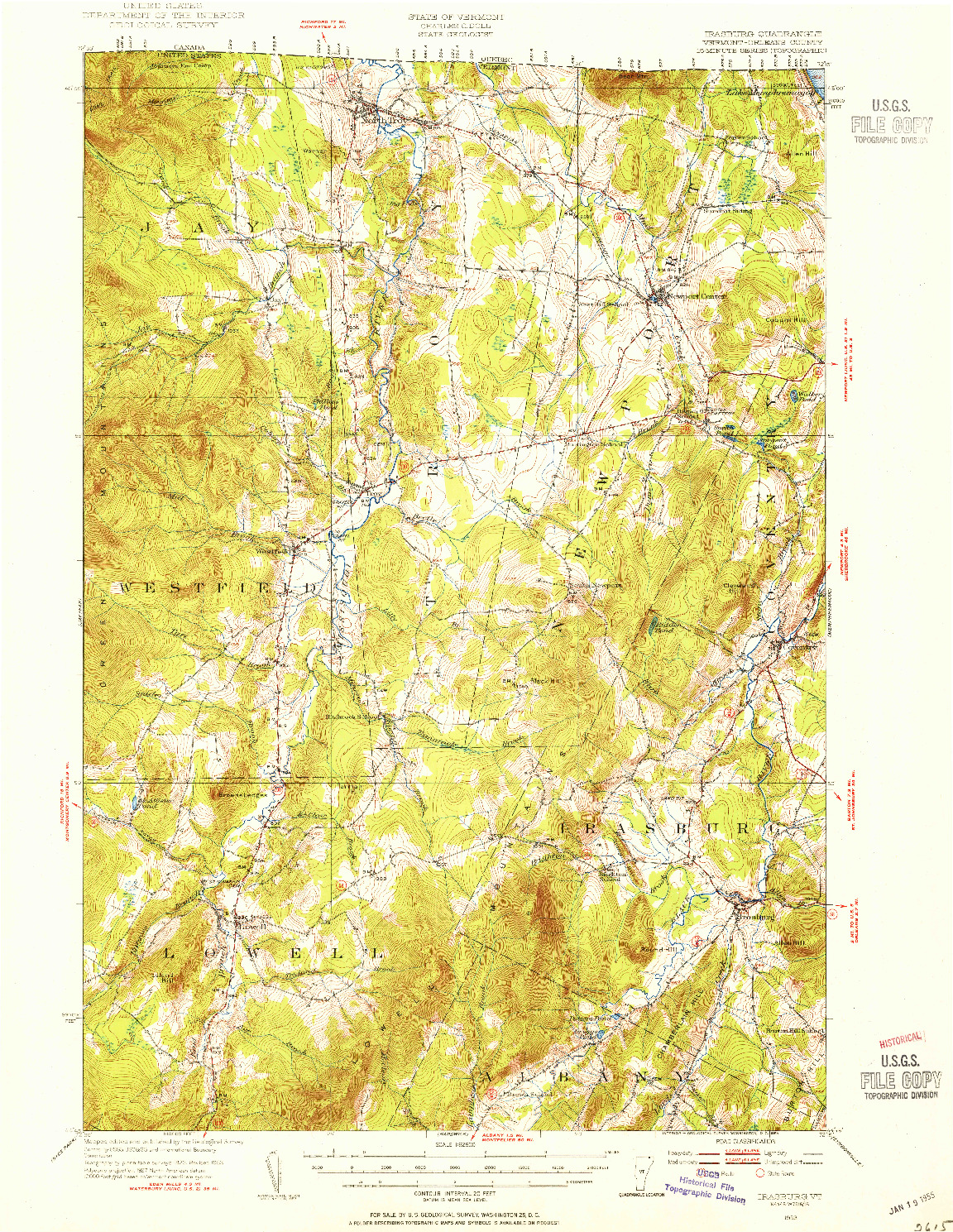 USGS 1:62500-SCALE QUADRANGLE FOR IRASBURG, VT 1953