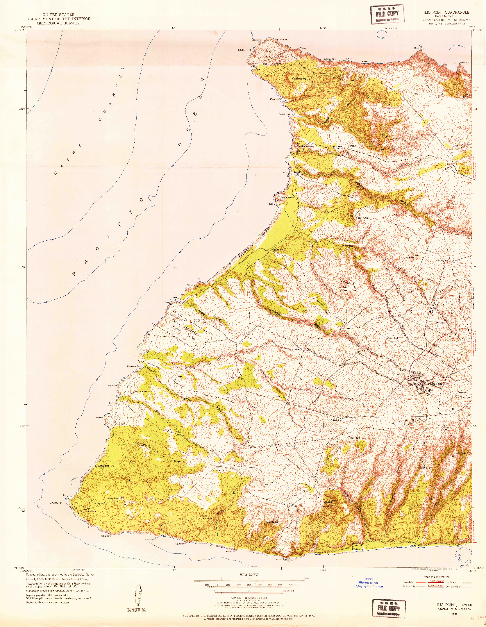 USGS 1:24000-SCALE QUADRANGLE FOR ILIO POINT, HI 1952