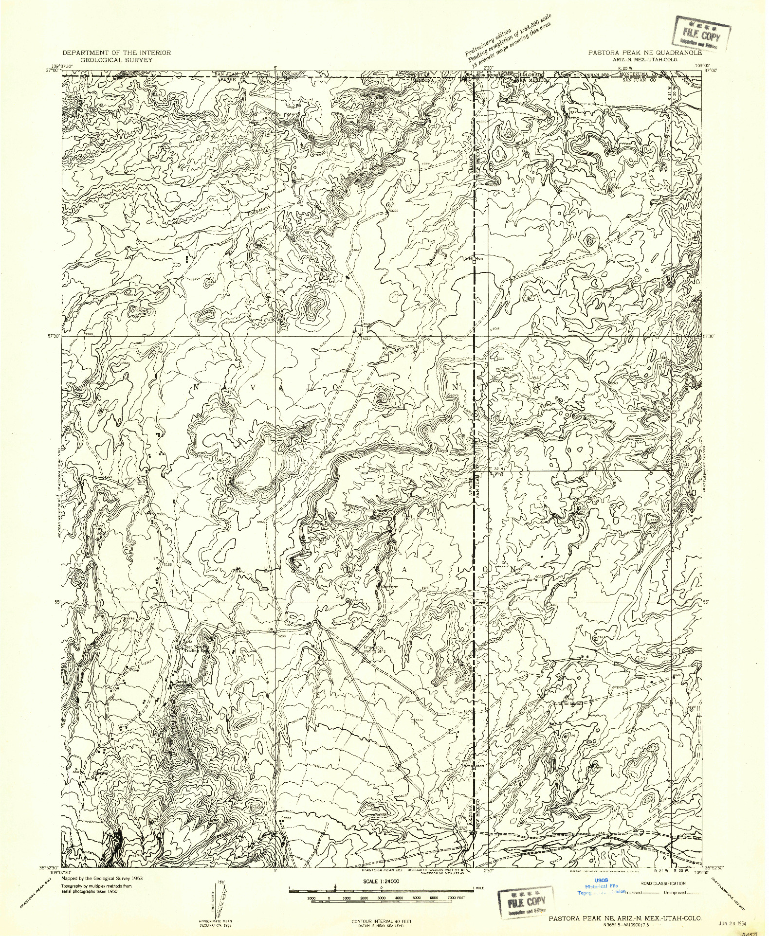 USGS 1:24000-SCALE QUADRANGLE FOR PASTORA PEAK NE, AZ 1953