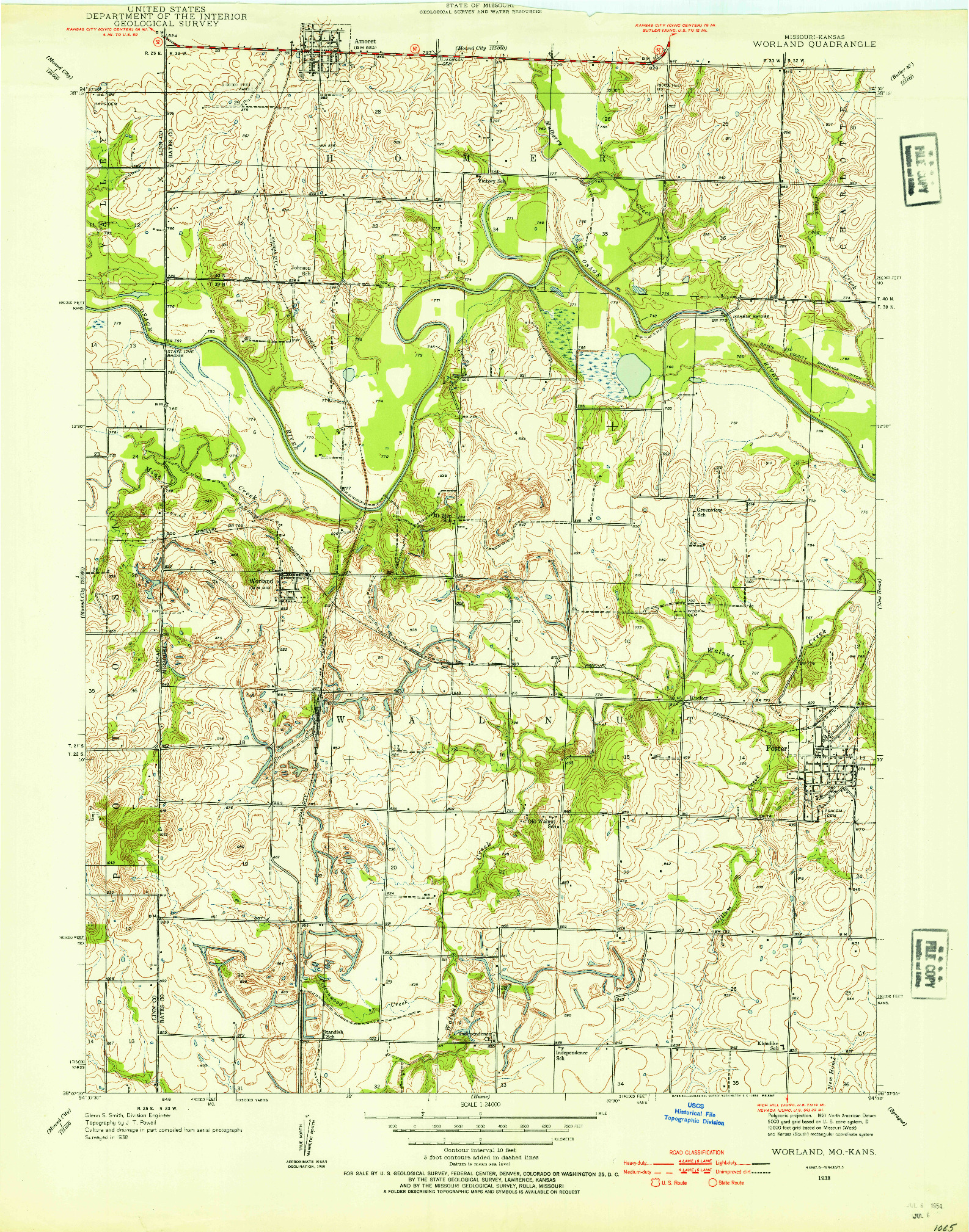 USGS 1:24000-SCALE QUADRANGLE FOR WORLAND, MO 1938