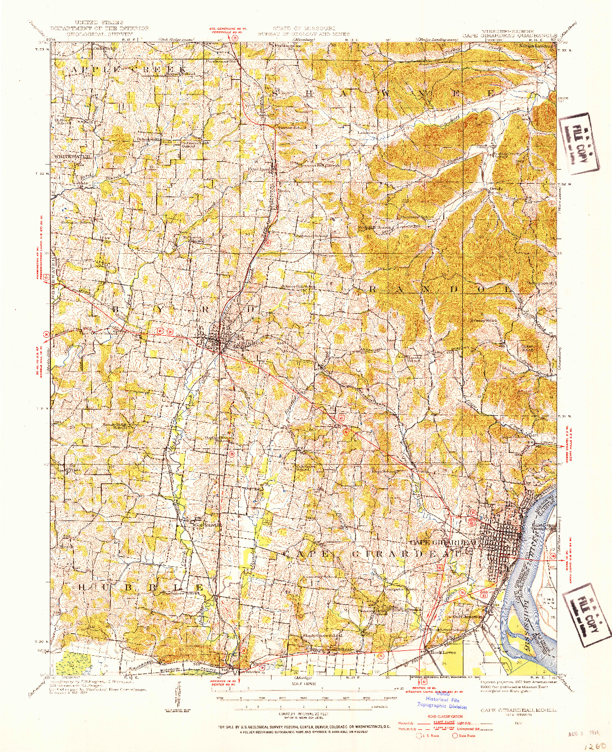 USGS 1:62500-SCALE QUADRANGLE FOR CAPE GIRARDEAU, MO 1922