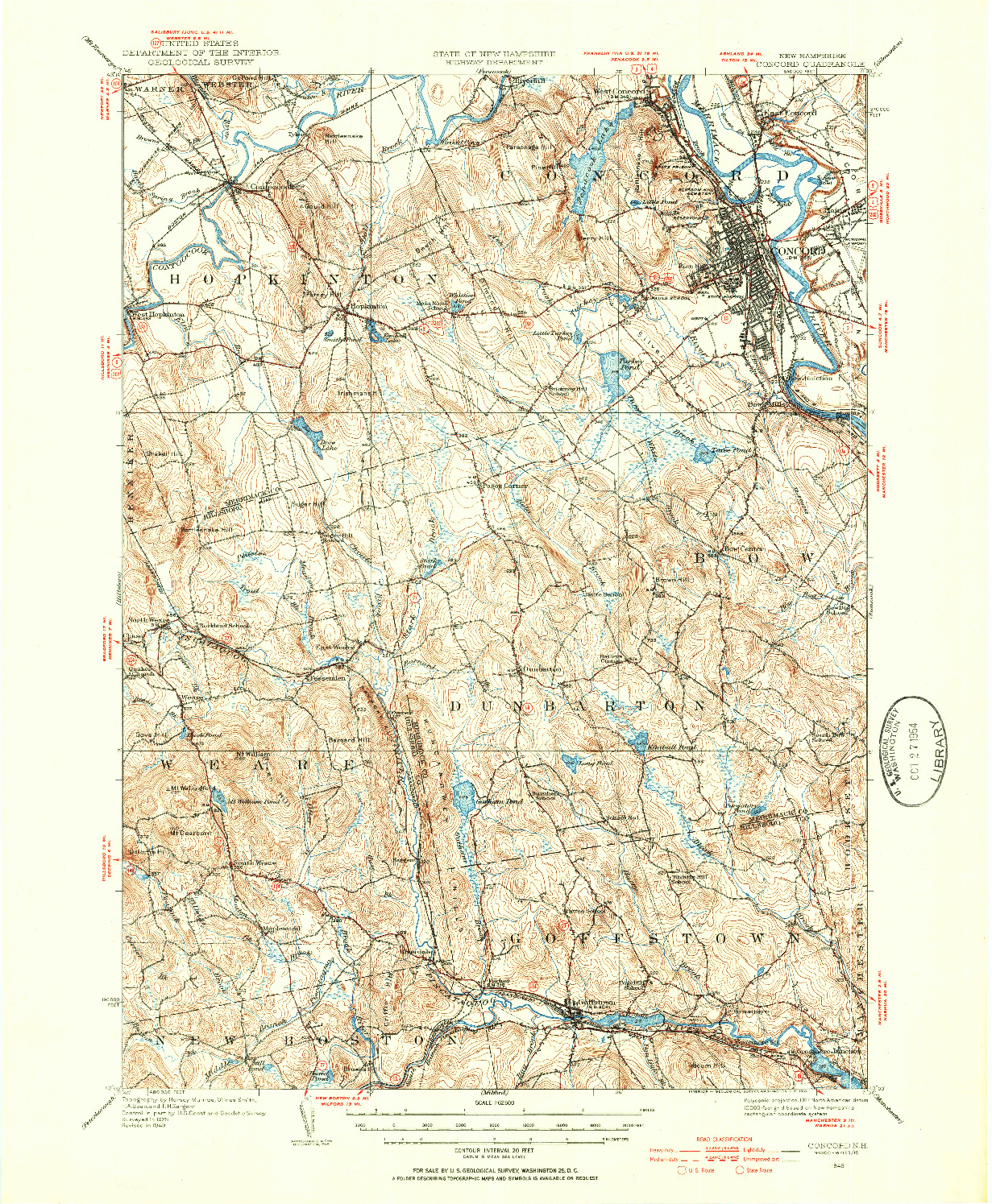 USGS 1:62500-SCALE QUADRANGLE FOR CONCORD, NH 1949