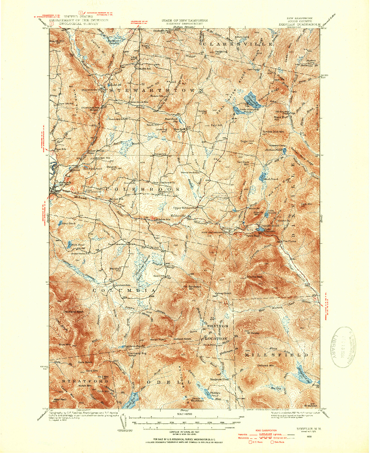 USGS 1:62500-SCALE QUADRANGLE FOR DIXVILLE, NH 1930