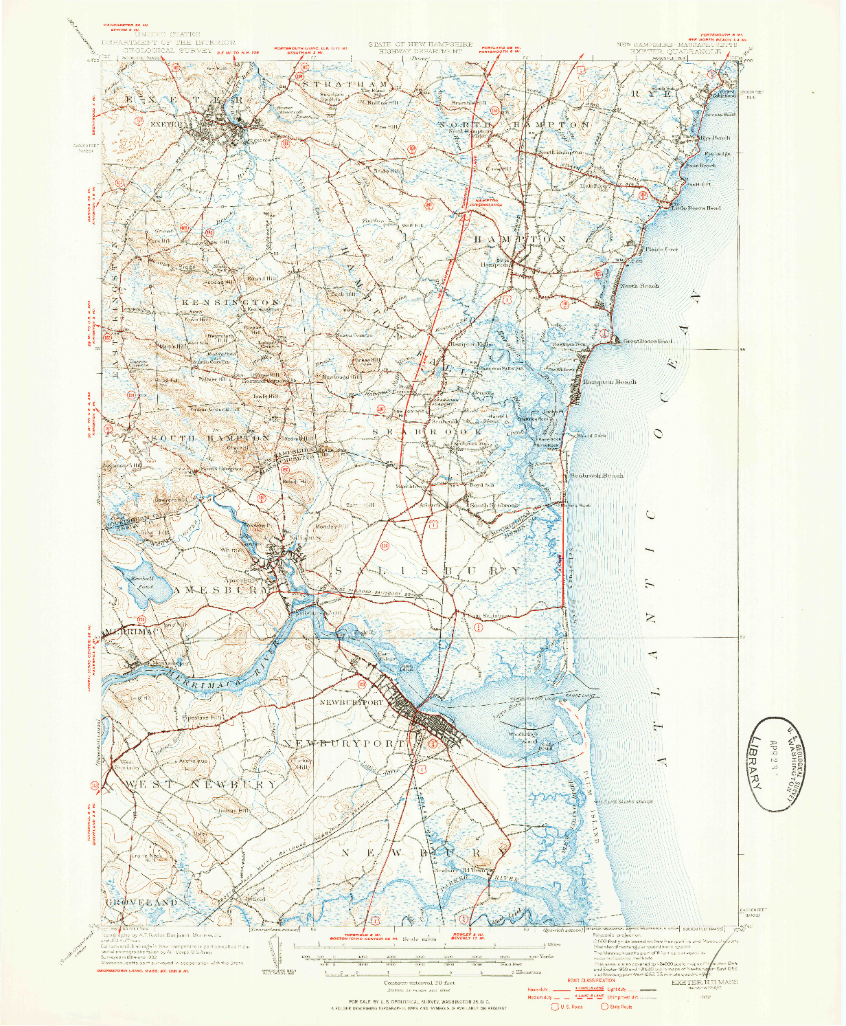 USGS 1:62500-SCALE QUADRANGLE FOR EXETER, NH 1932