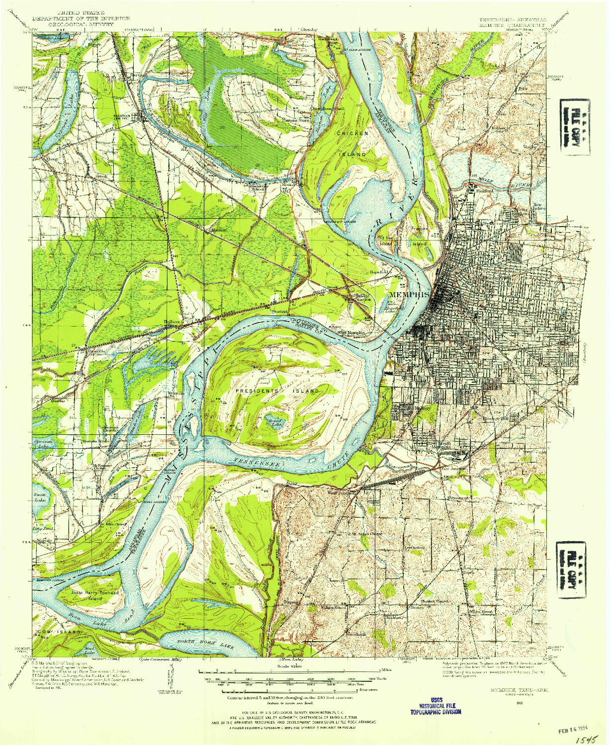 USGS 1:62500-SCALE QUADRANGLE FOR MEMPHIS, TN 1916