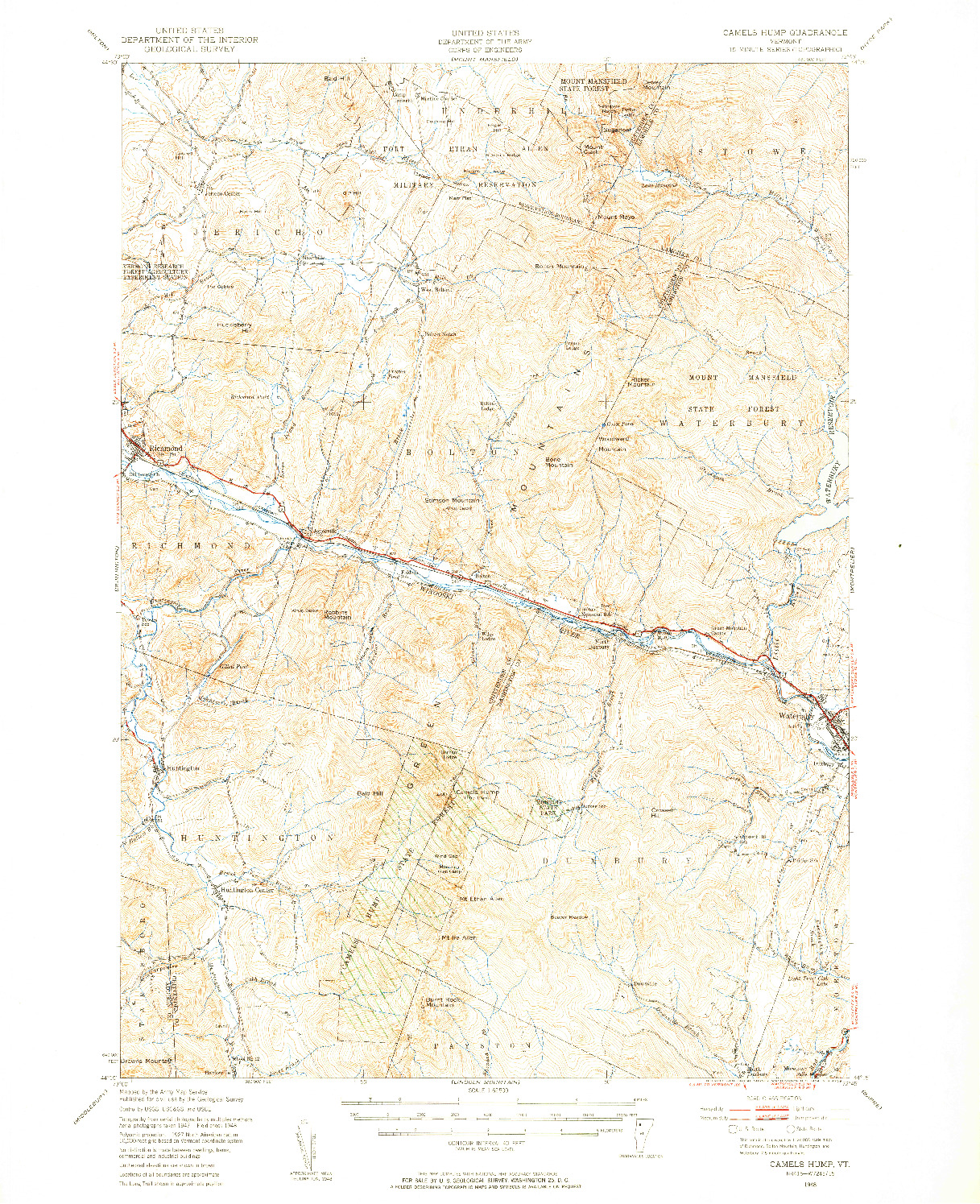 USGS 1:62500-SCALE QUADRANGLE FOR CAMELS HUMP, VT 1948