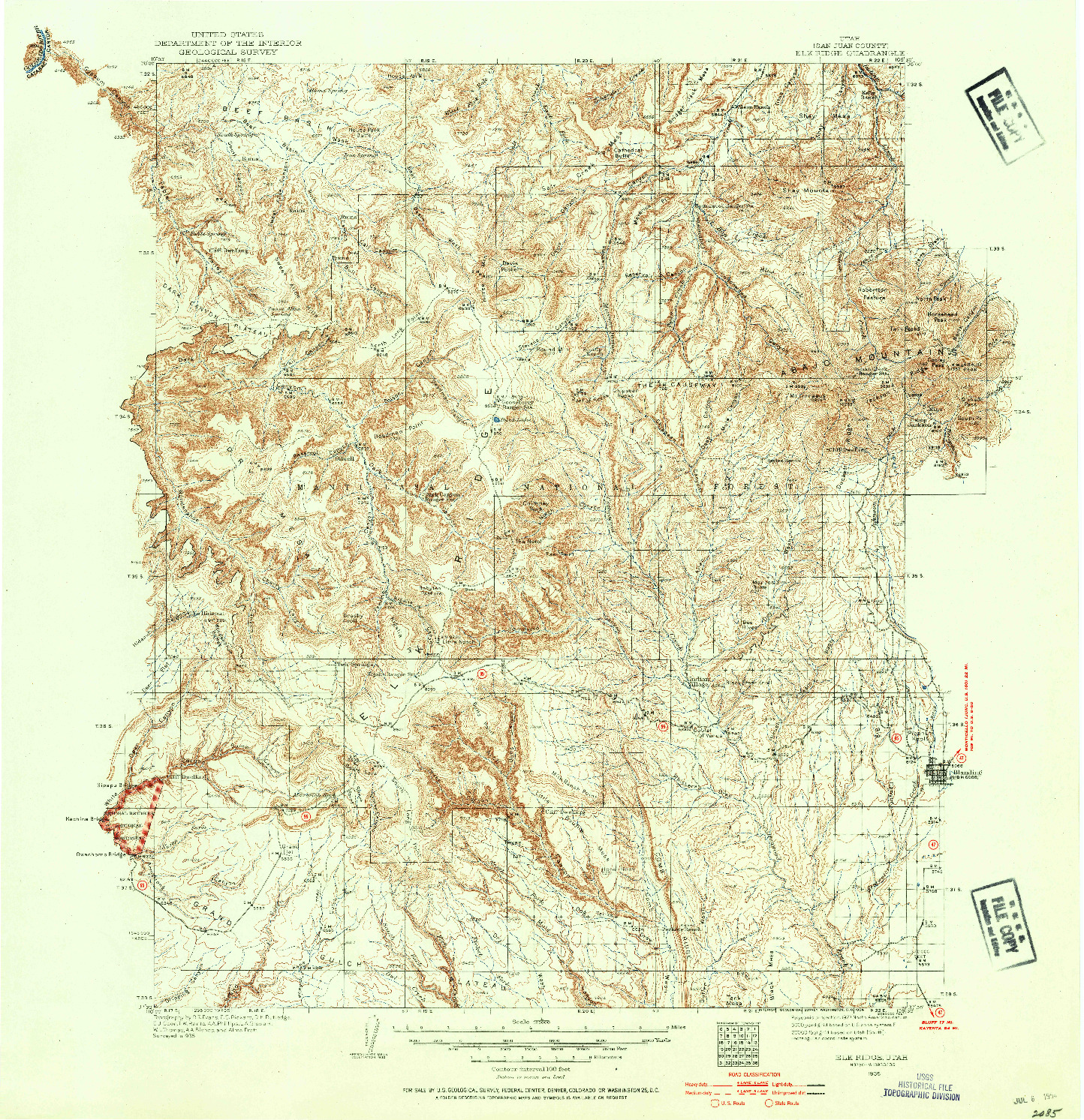 USGS 1:125000-SCALE QUADRANGLE FOR ELK RIDGE, UT 1935