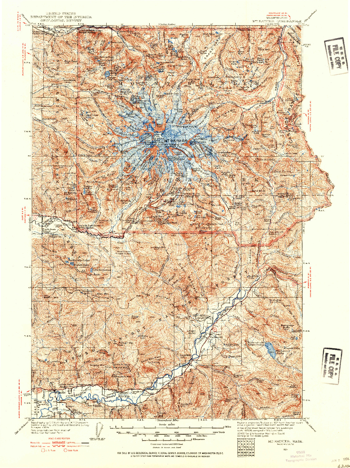 USGS 1:125000-SCALE QUADRANGLE FOR MT RAINIER, WA 1924