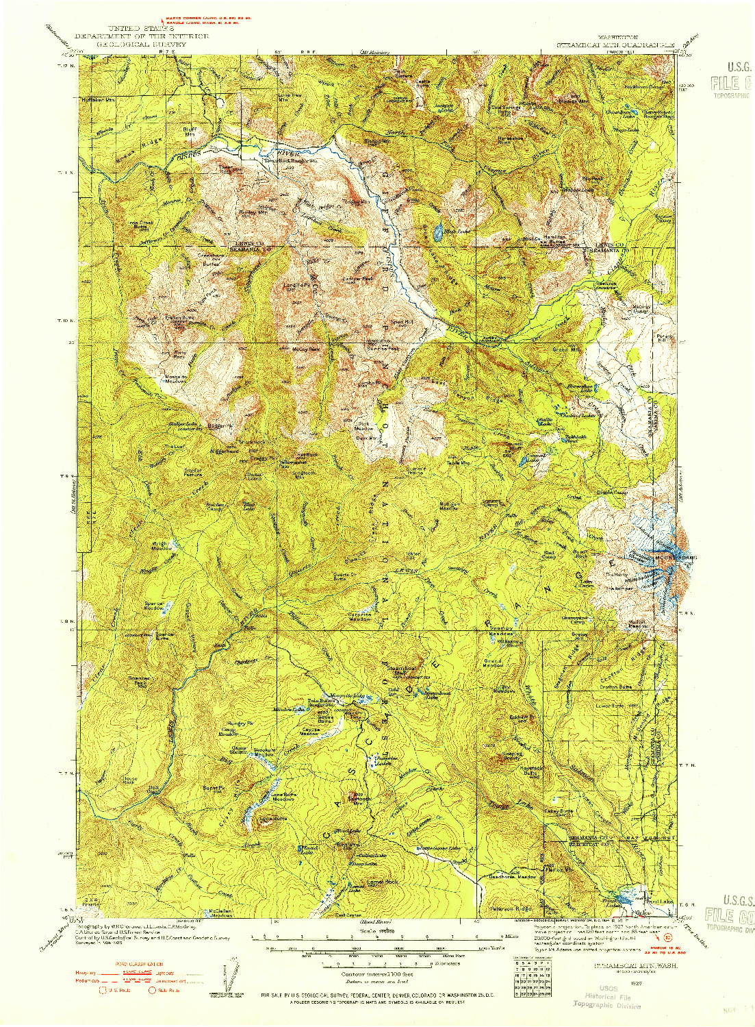 USGS 1:125000-SCALE QUADRANGLE FOR STEAMBOAT MTN, WA 1926