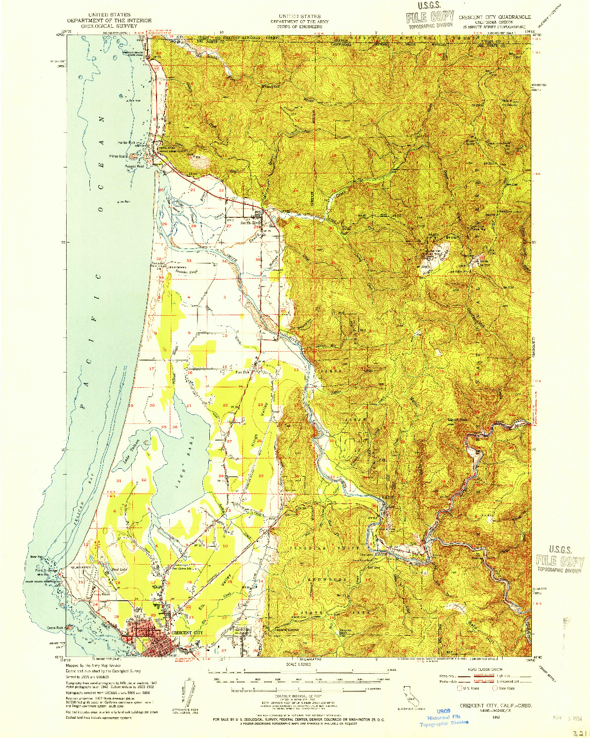USGS 1:62500-SCALE QUADRANGLE FOR CRESCENT CITY, CA 1952