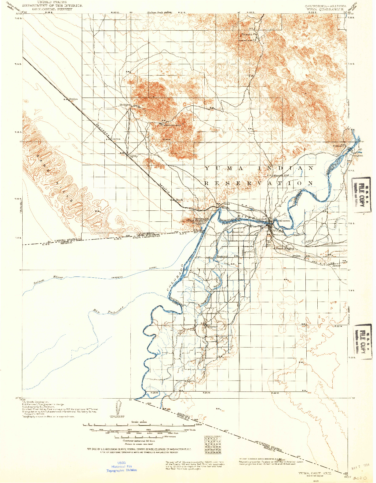 USGS 1:125000-SCALE QUADRANGLE FOR YUMA, CA 1903