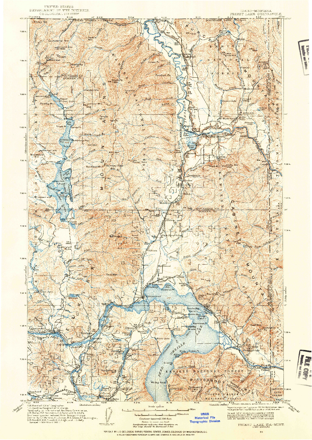 USGS 1:250000-SCALE QUADRANGLE FOR PRIEST LAKE, ID 1911