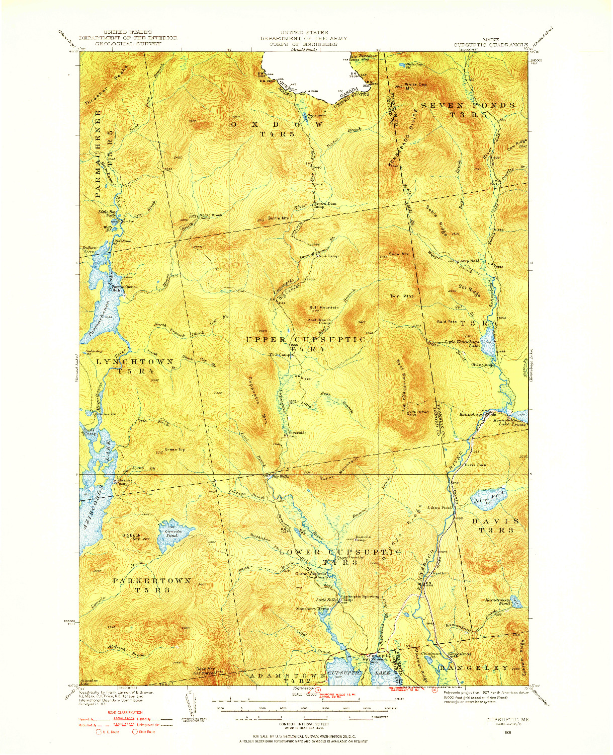 USGS 1:62500-SCALE QUADRANGLE FOR CUPSUPTIC, ME 1931