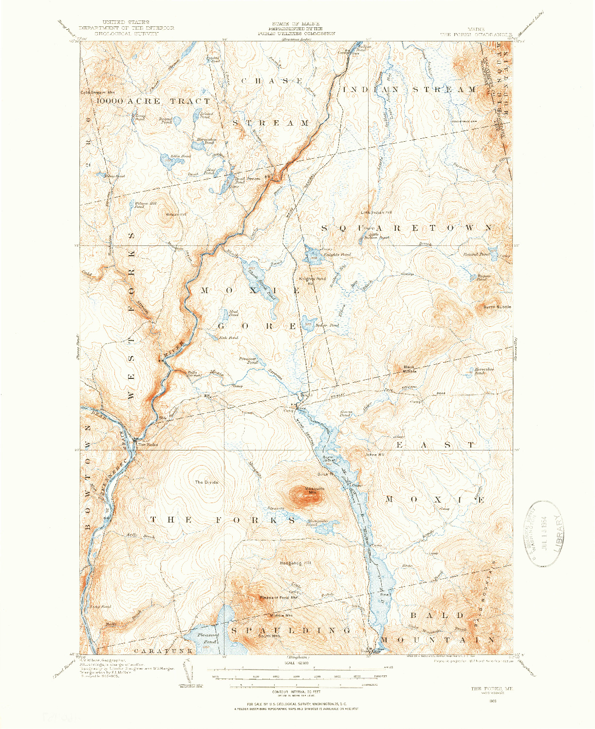 USGS 1:62500-SCALE QUADRANGLE FOR THE FORKS, ME 1905