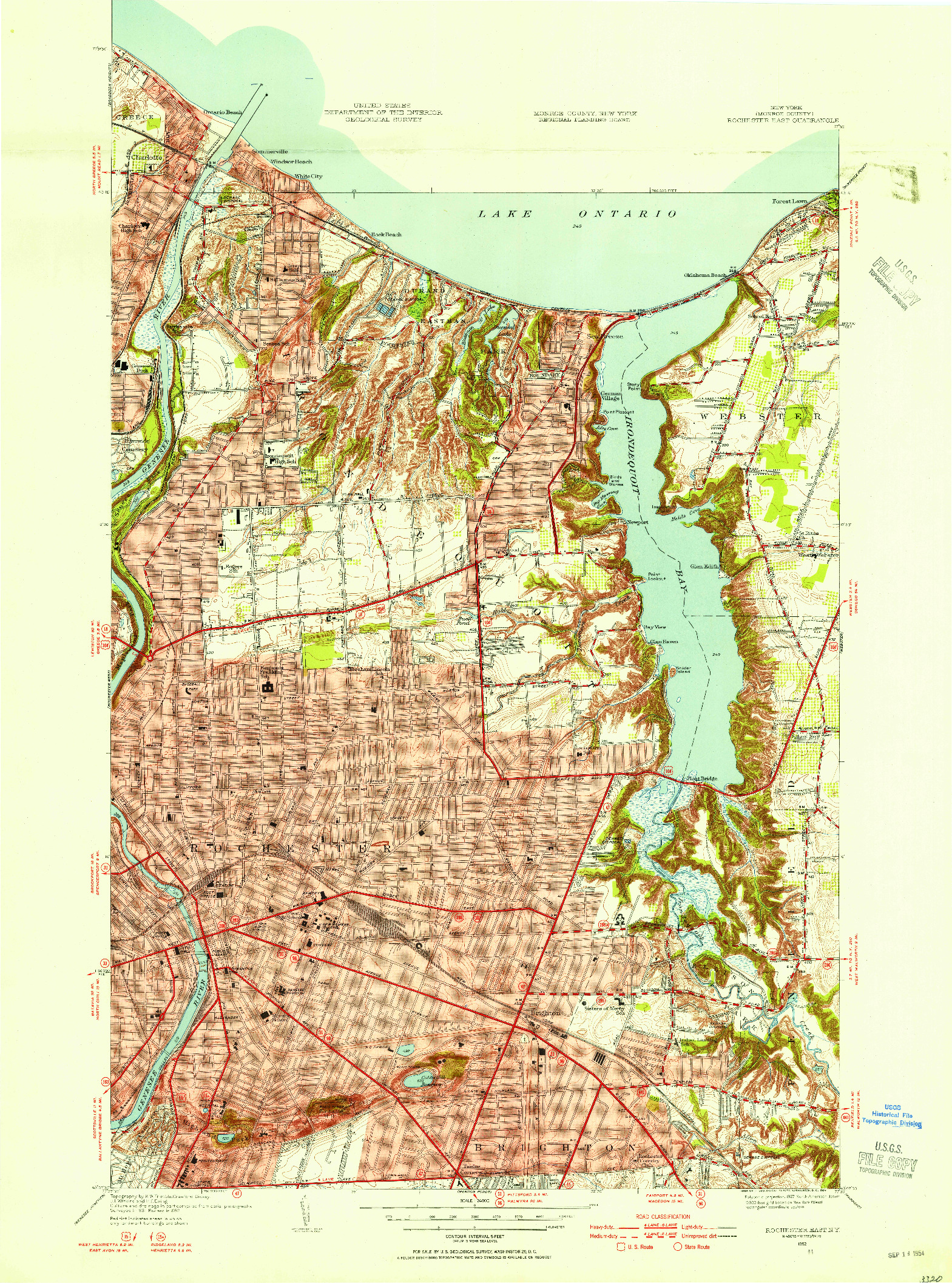 USGS 1:24000-SCALE QUADRANGLE FOR ROCHESTER EAST, NY 1952