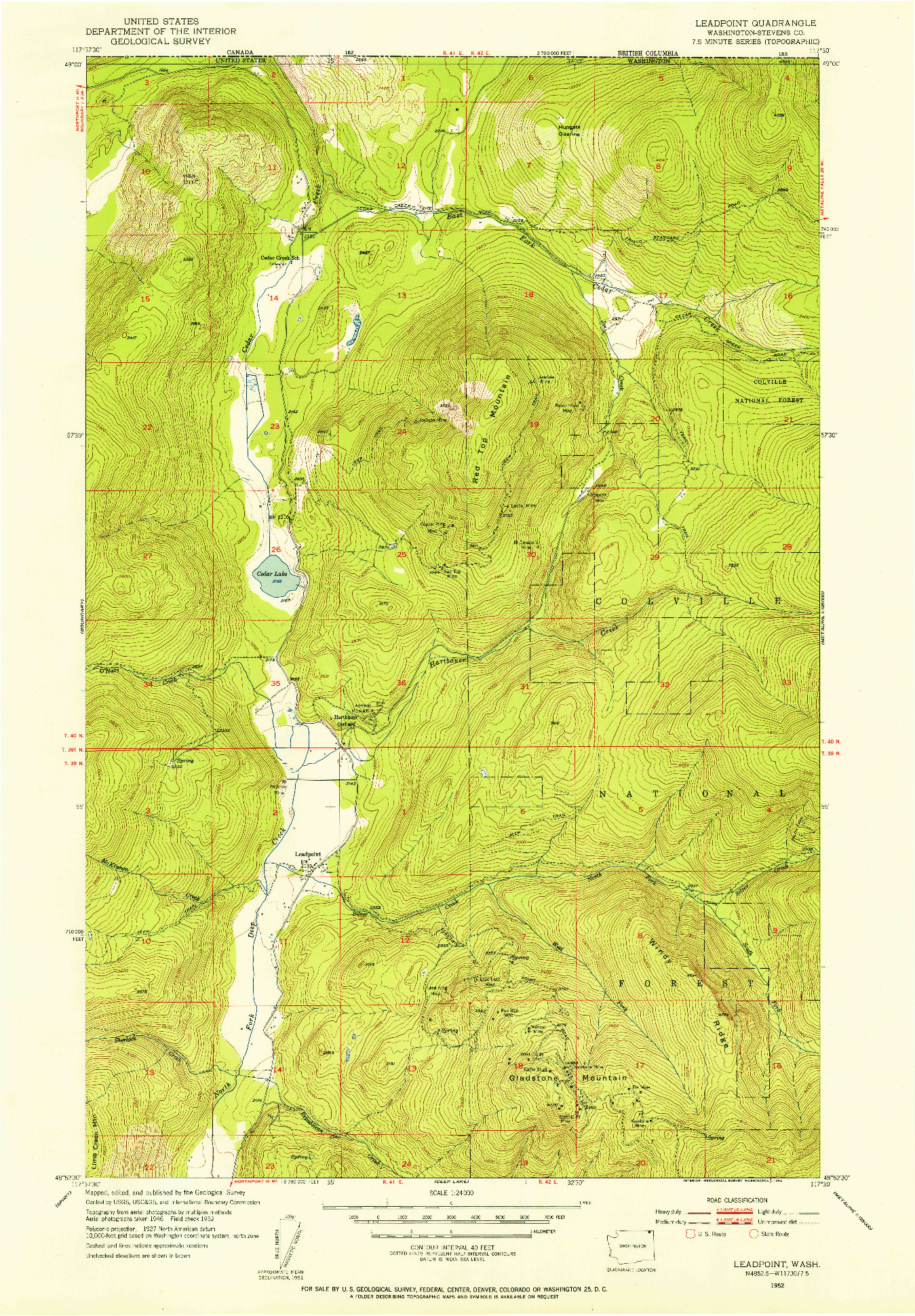 USGS 1:24000-SCALE QUADRANGLE FOR LEADPOINT, WA 1952