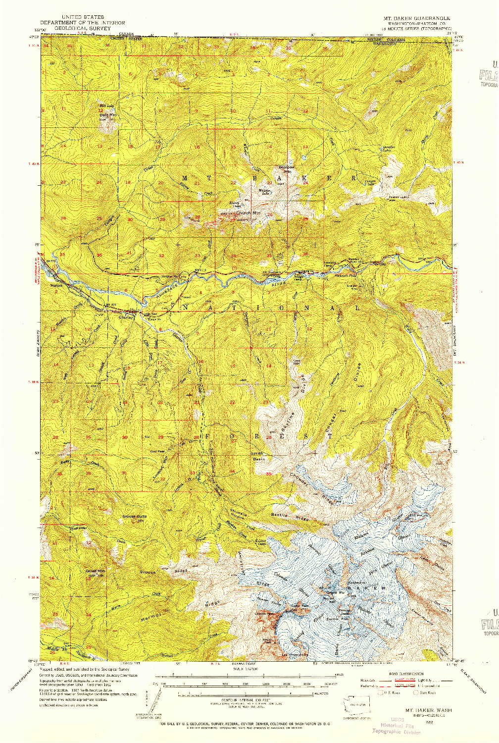 USGS 1:62500-SCALE QUADRANGLE FOR MT. BAKER, WA 1952