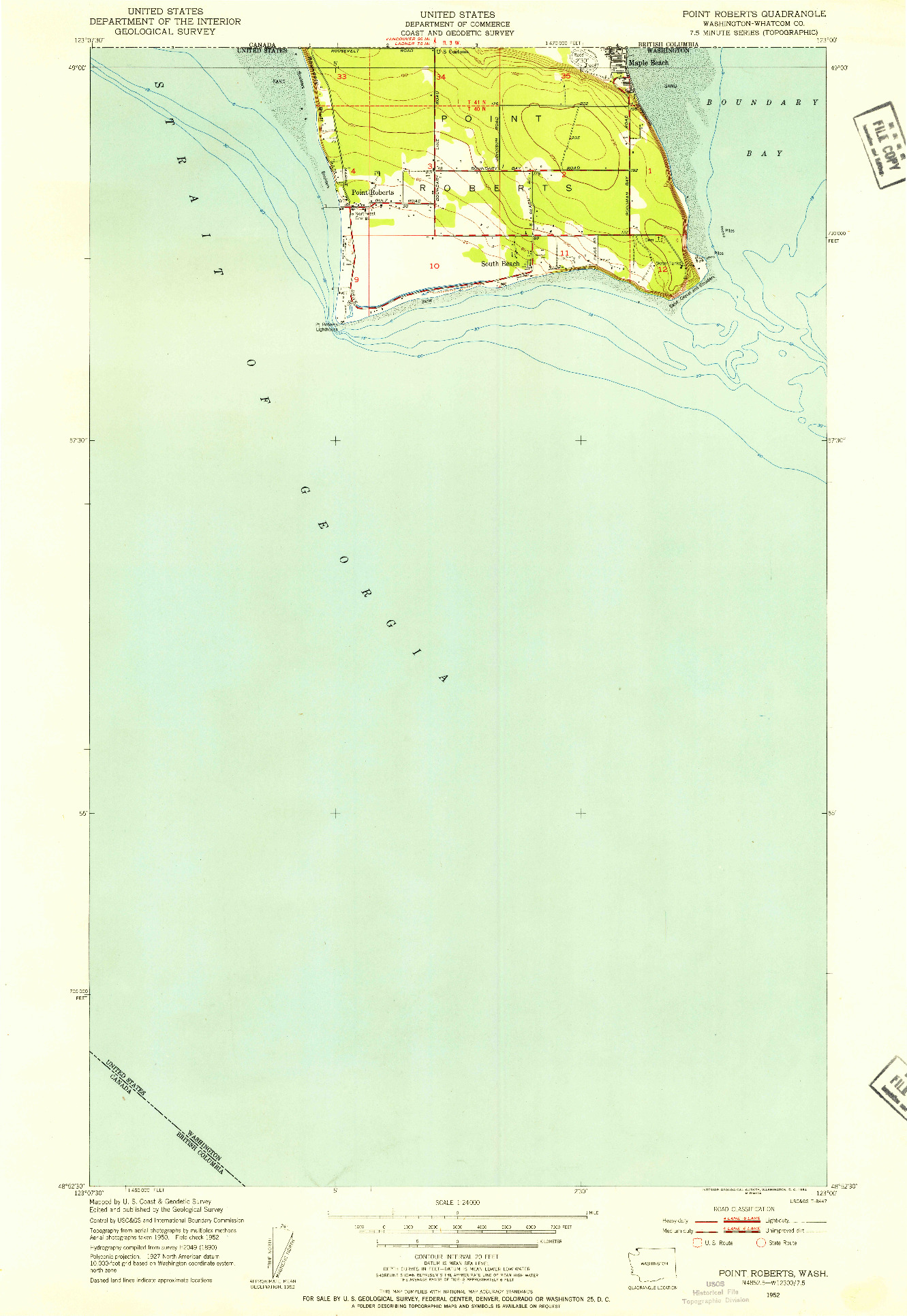 USGS 1:24000-SCALE QUADRANGLE FOR POINT ROBERTS, WA 1952