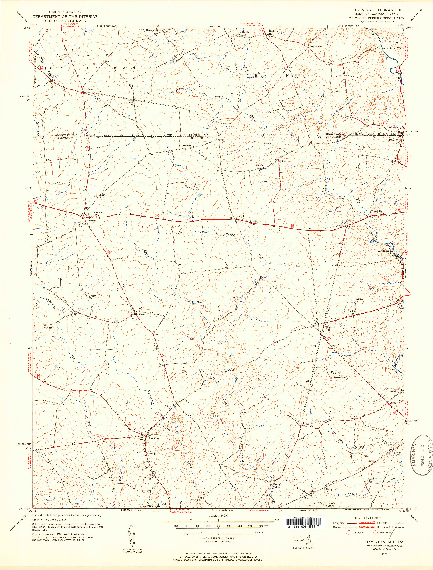 USGS 1:24000-SCALE QUADRANGLE FOR BAY VIEW, MD 1953