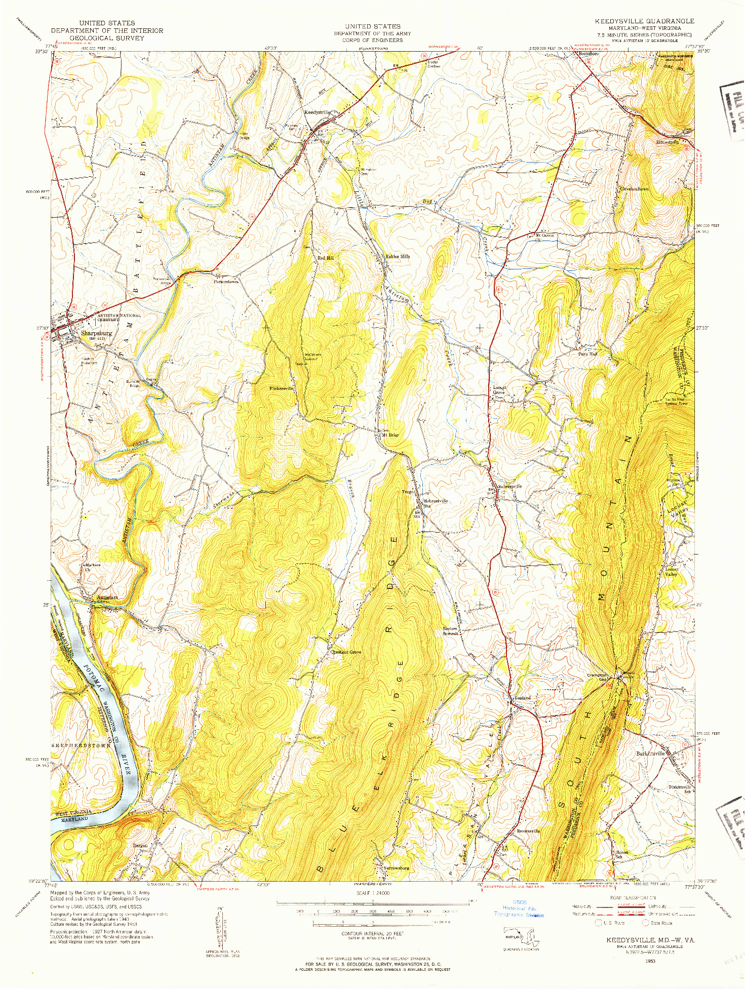 USGS 1:24000-SCALE QUADRANGLE FOR KEEDYSVILLE, MD 1953