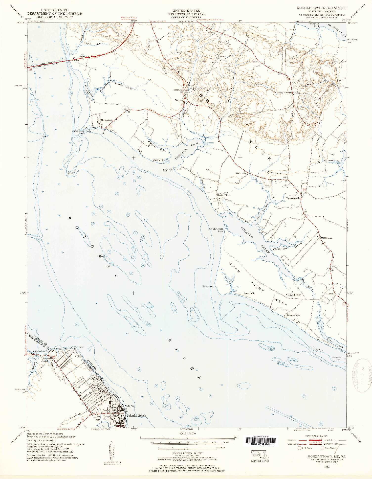 USGS 1:24000-SCALE QUADRANGLE FOR MORGANTOWN, MD 1953