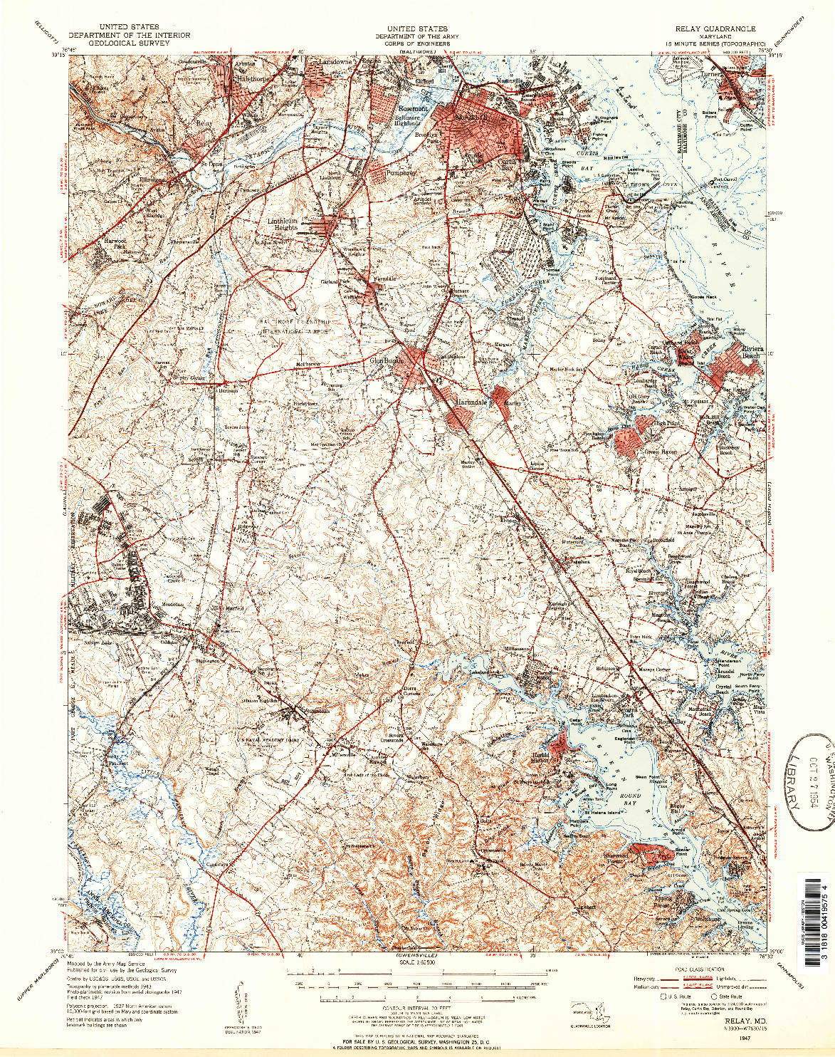 USGS 1:62500-SCALE QUADRANGLE FOR RELAY, MD 1947