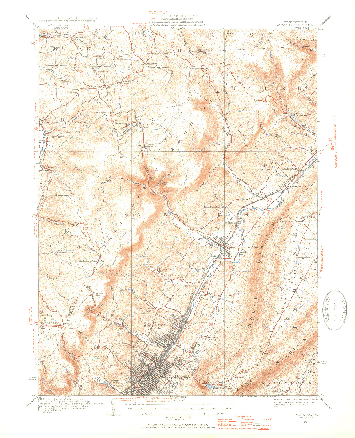 USGS 1:62500-SCALE QUADRANGLE FOR ALTOONA, PA 1920