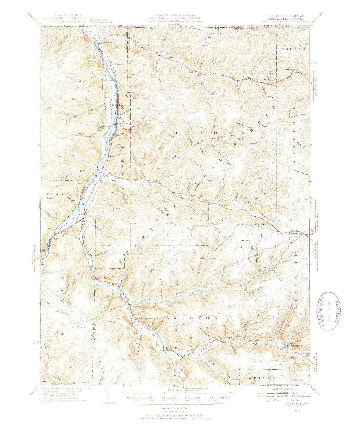 USGS 1:62500-SCALE QUADRANGLE FOR KINZUA, PA 1949