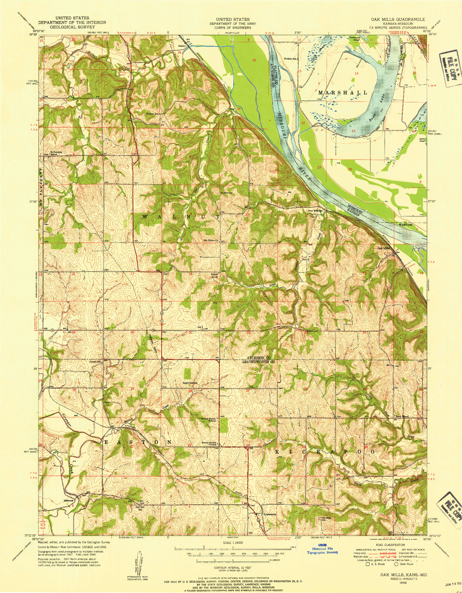 USGS 1:24000-SCALE QUADRANGLE FOR OAK MILLS, KS 1948
