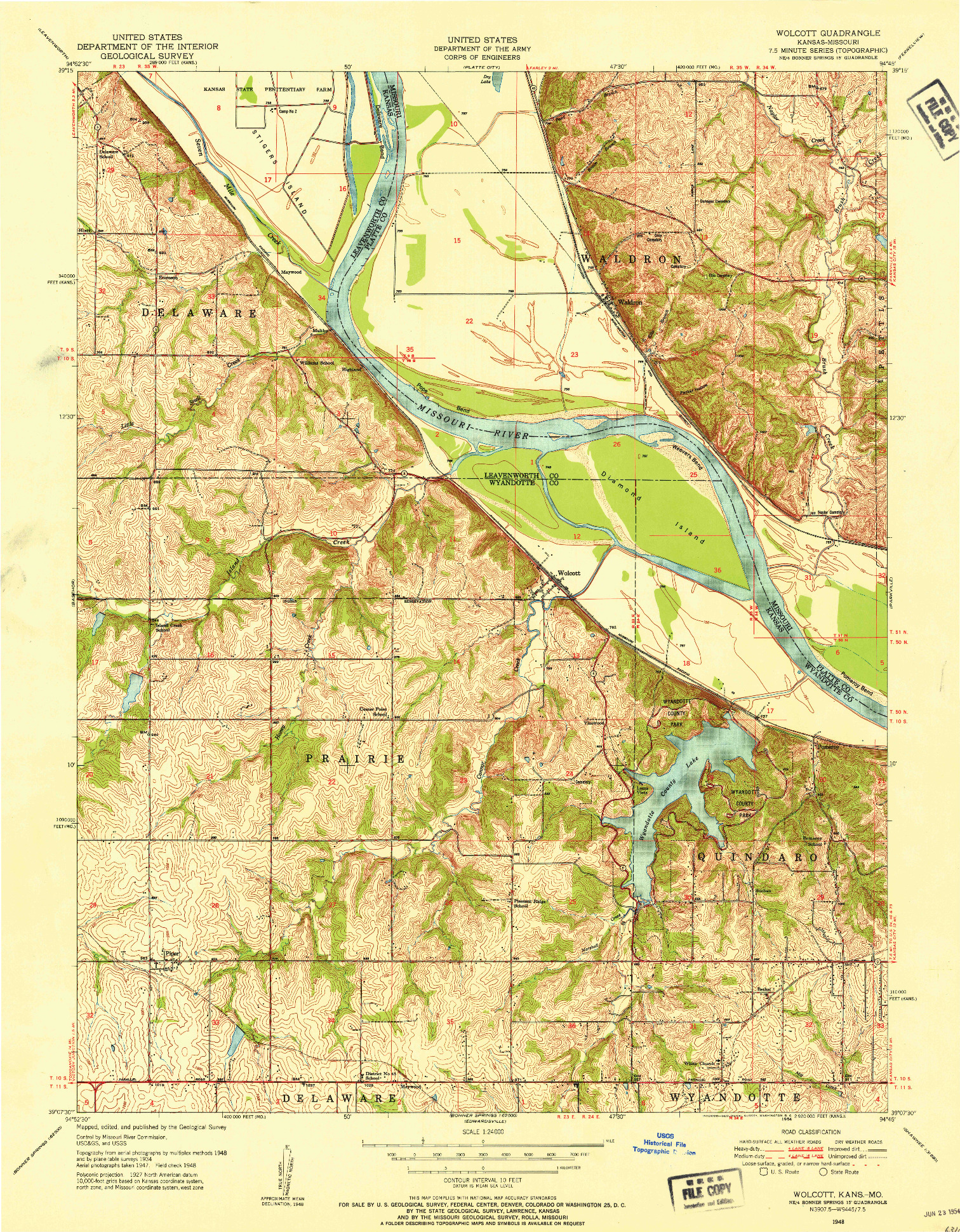 USGS 1:24000-SCALE QUADRANGLE FOR WOLCOTT, KS 1948