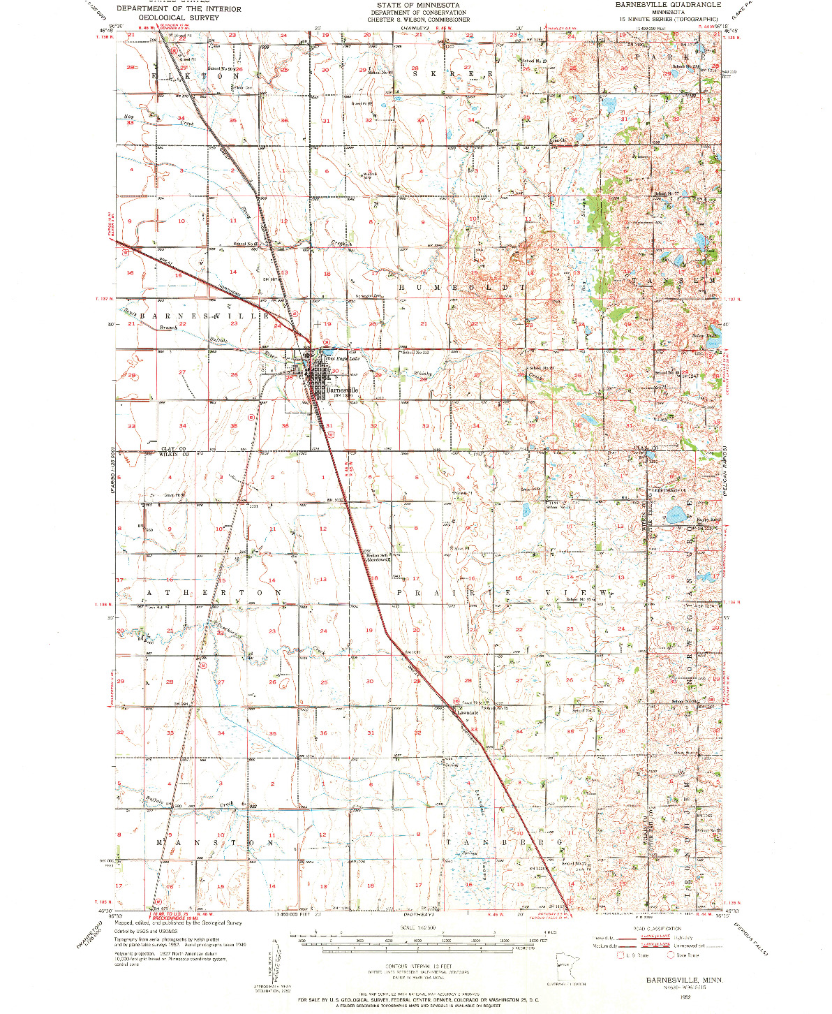 USGS 1:62500-SCALE QUADRANGLE FOR BARNESVILLE, MN 1952