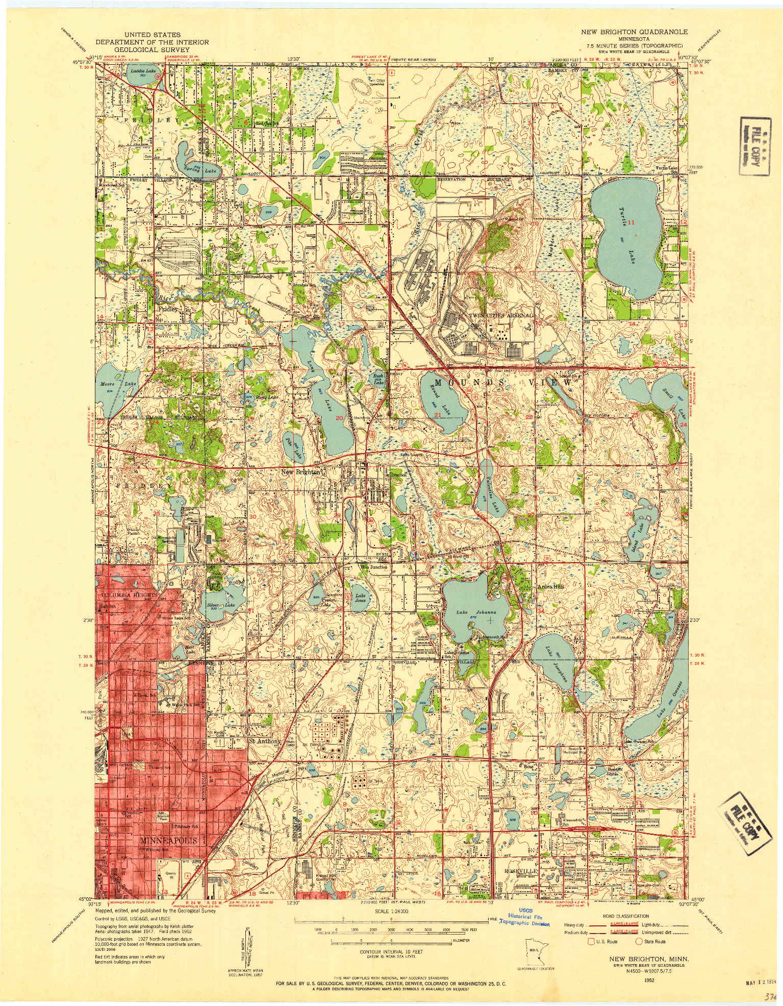 USGS 1:24000-SCALE QUADRANGLE FOR NEW BRIGHTON, MN 1952