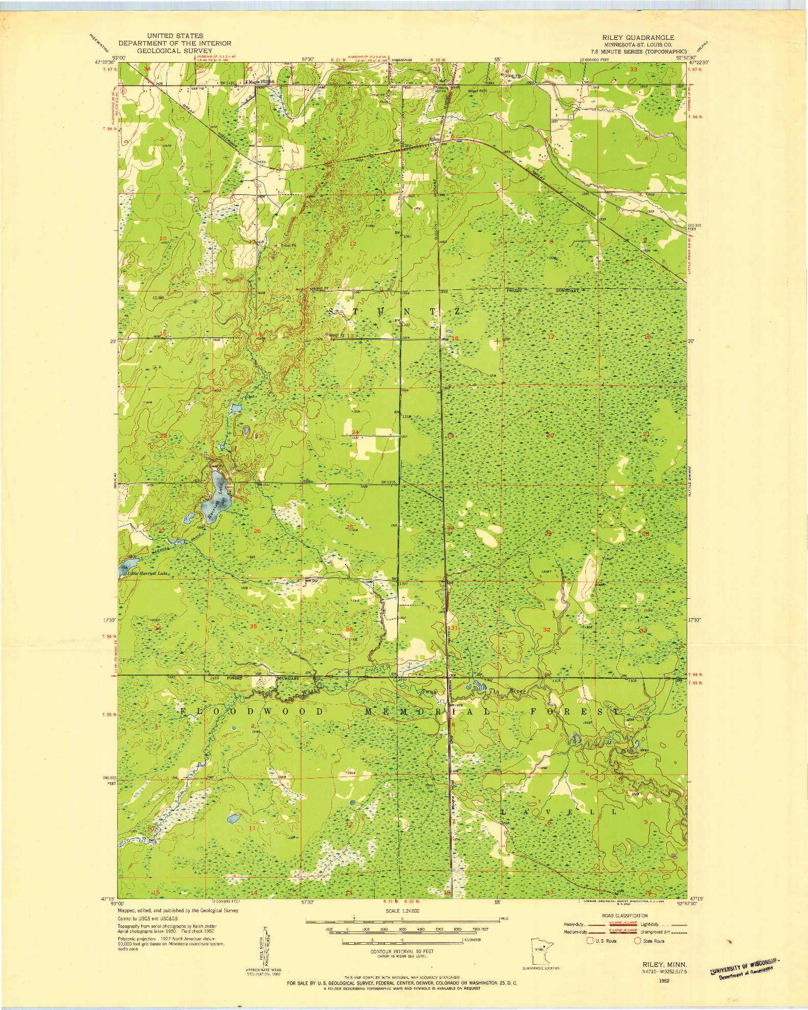 USGS 1:24000-SCALE QUADRANGLE FOR RILEY, MN 1952