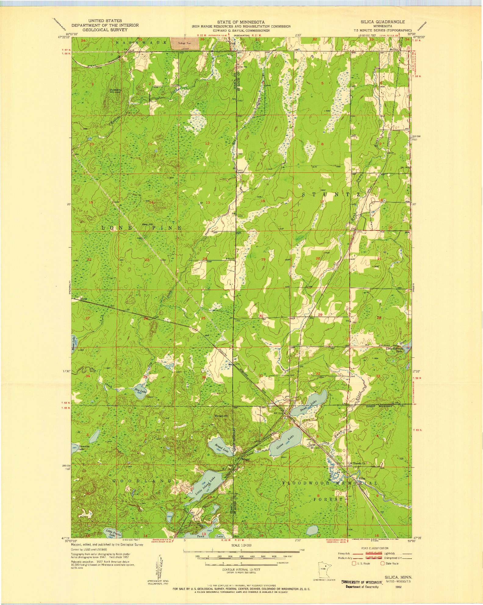 USGS 1:24000-SCALE QUADRANGLE FOR SILICA, MN 1952