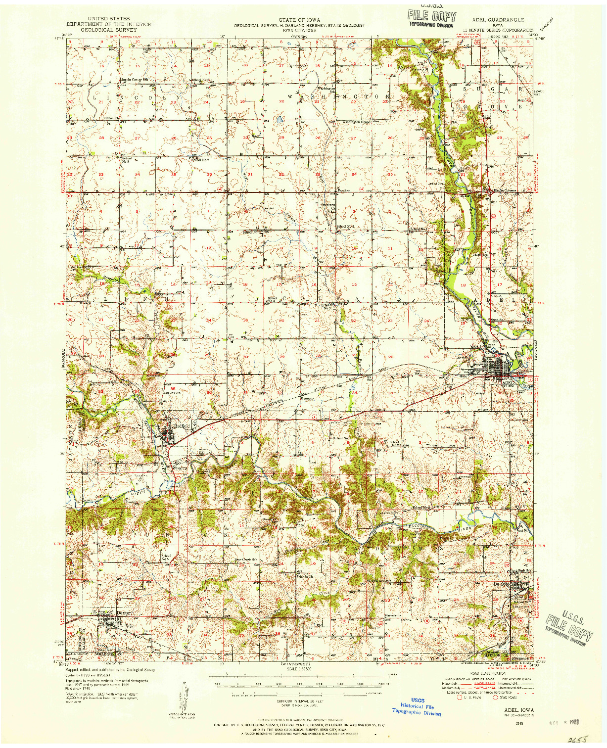 USGS 1:62500-SCALE QUADRANGLE FOR ADEL, IA 1949