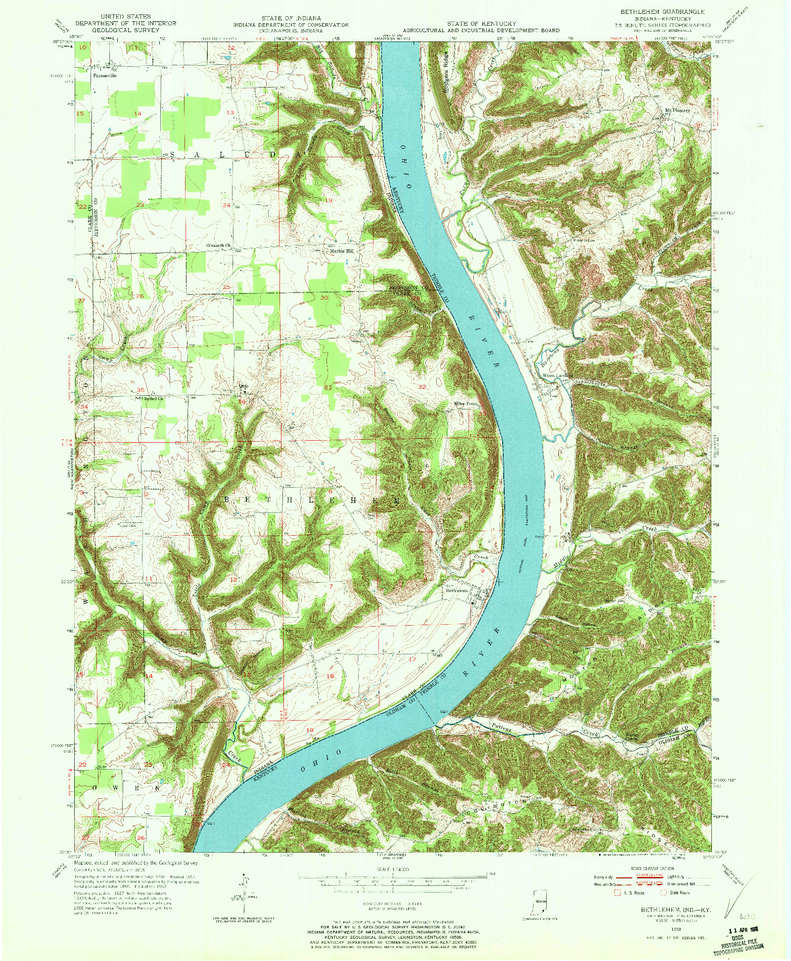 USGS 1:24000-SCALE QUADRANGLE FOR BETHLEHEM, IN 1953