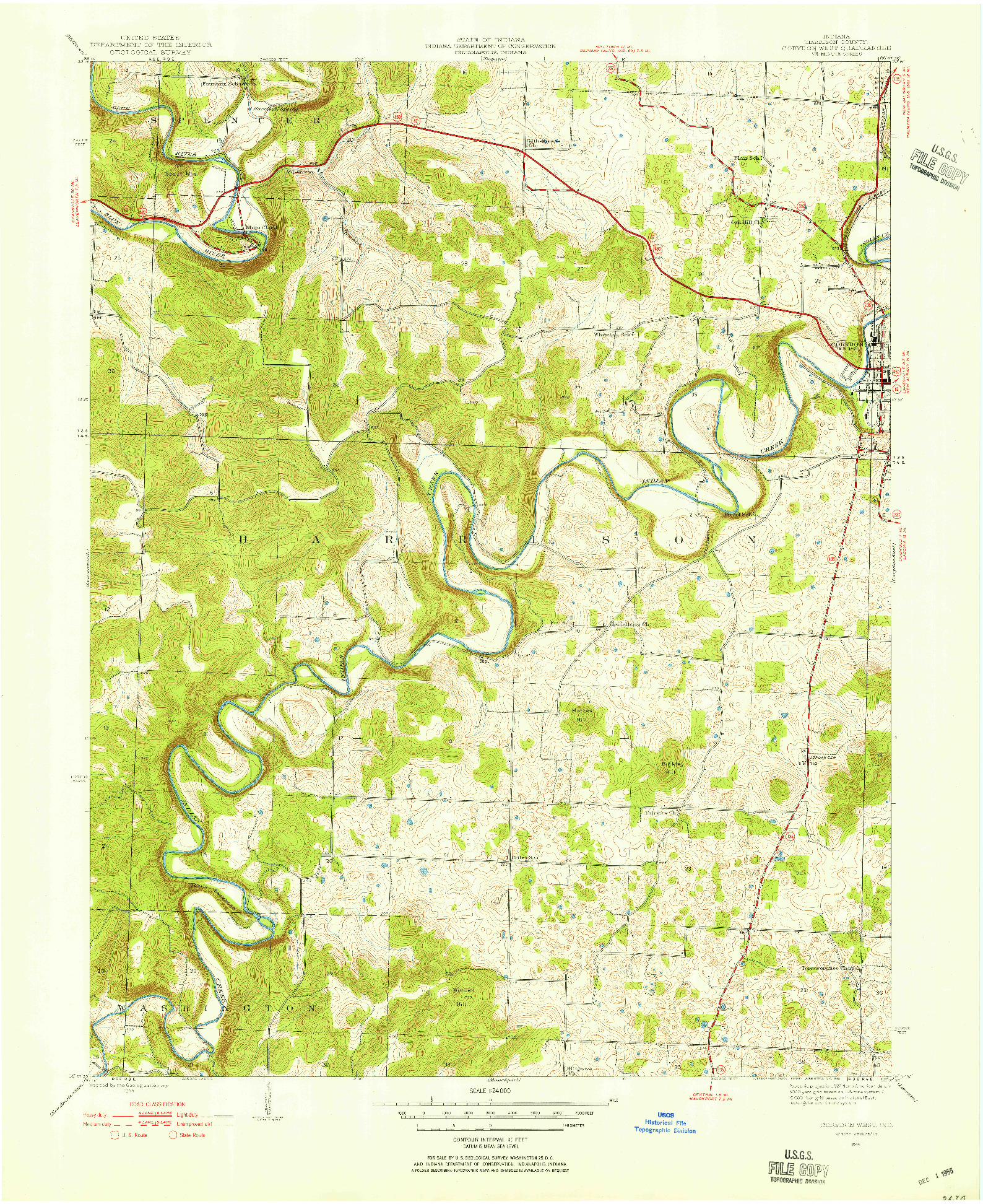 USGS 1:24000-SCALE QUADRANGLE FOR CORYDON WEST, IN 1944
