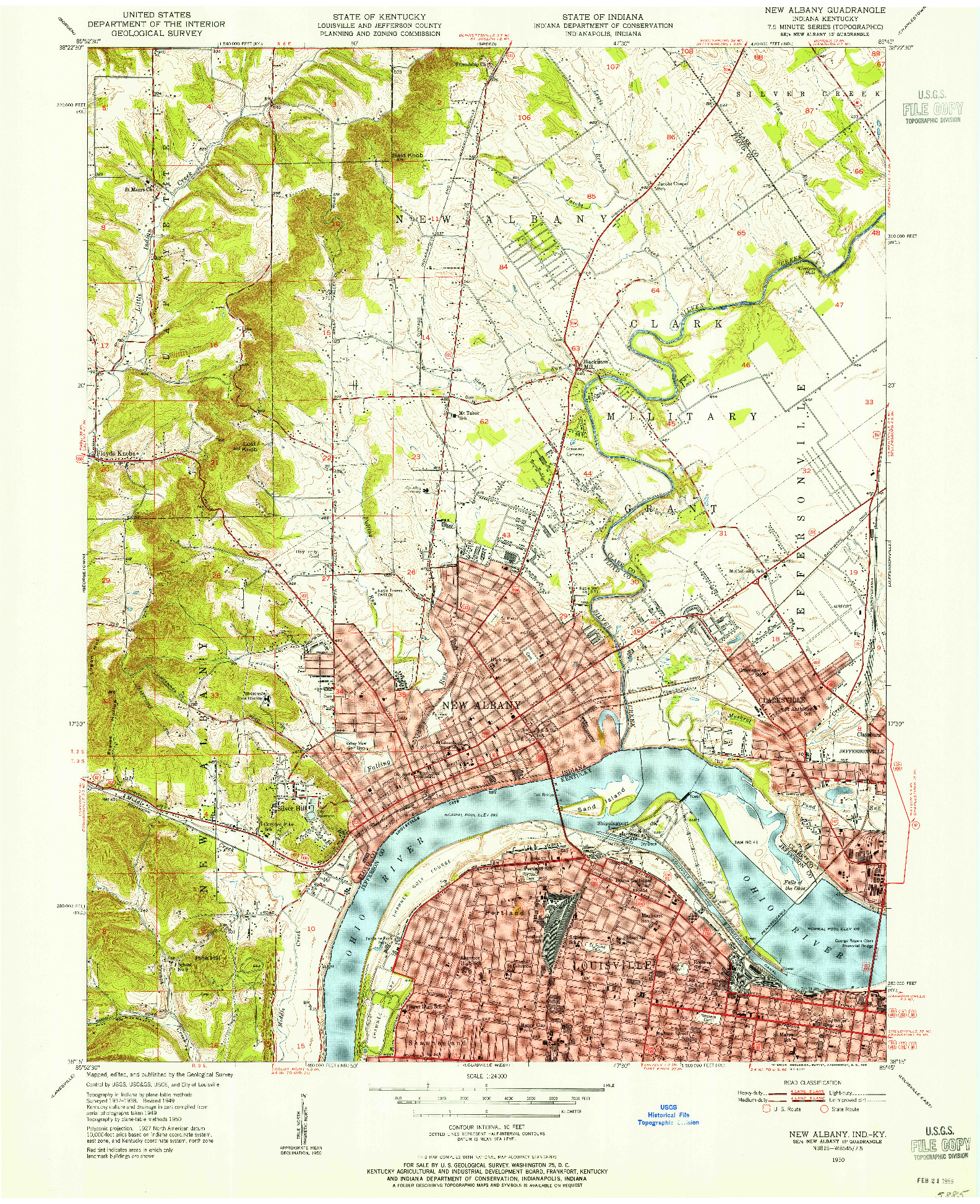 USGS 1:24000-SCALE QUADRANGLE FOR NEW ALBANY, IN 1950