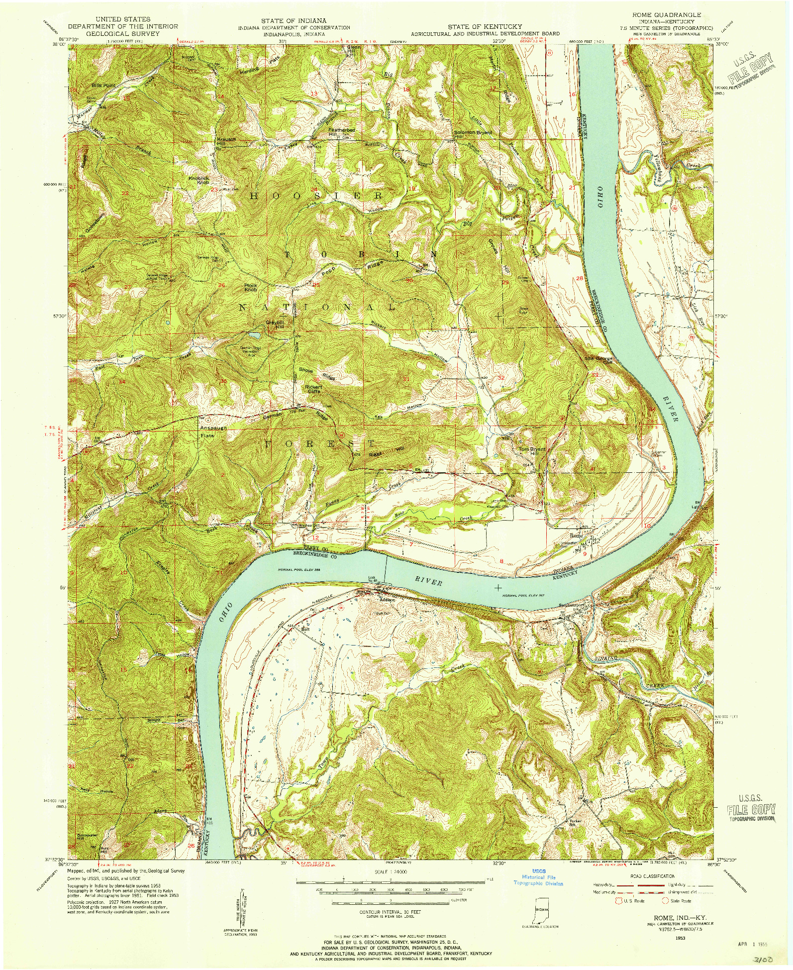 USGS 1:24000-SCALE QUADRANGLE FOR ROME, IN 1953