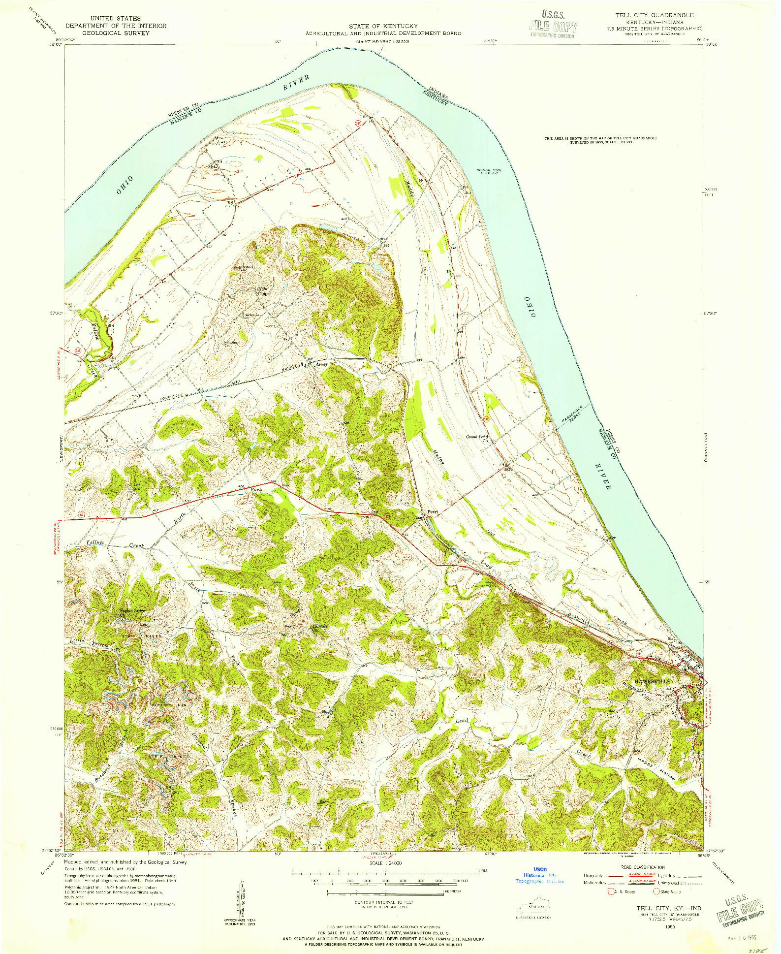 USGS 1:24000-SCALE QUADRANGLE FOR TELL CITY, IN 1953