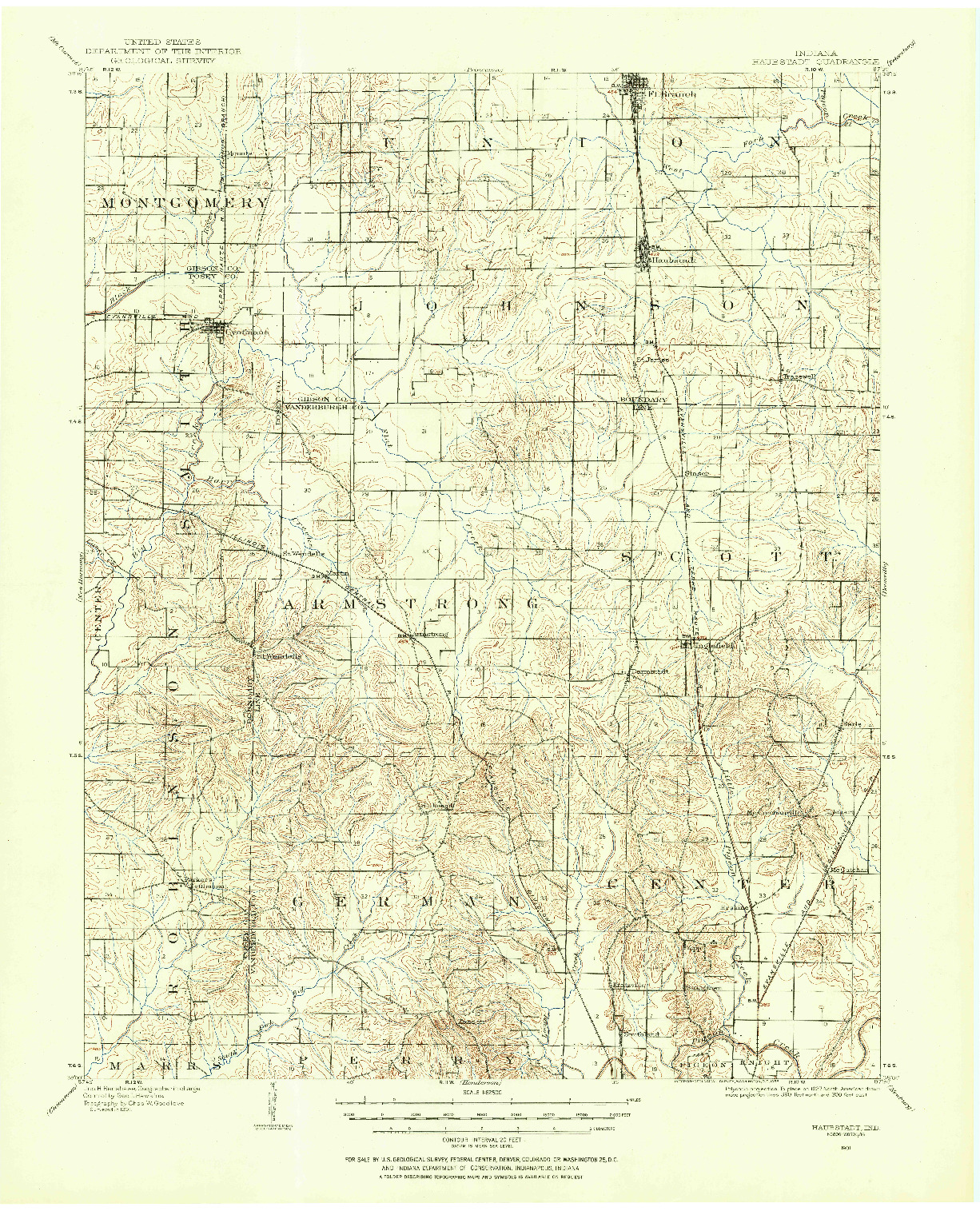 USGS 1:62500-SCALE QUADRANGLE FOR HAUBSTADT, IN 1901