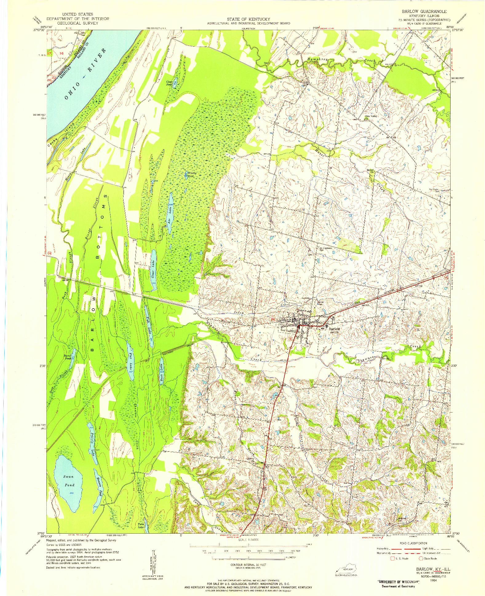 USGS 1:24000-SCALE QUADRANGLE FOR BARLOW, KY 1954