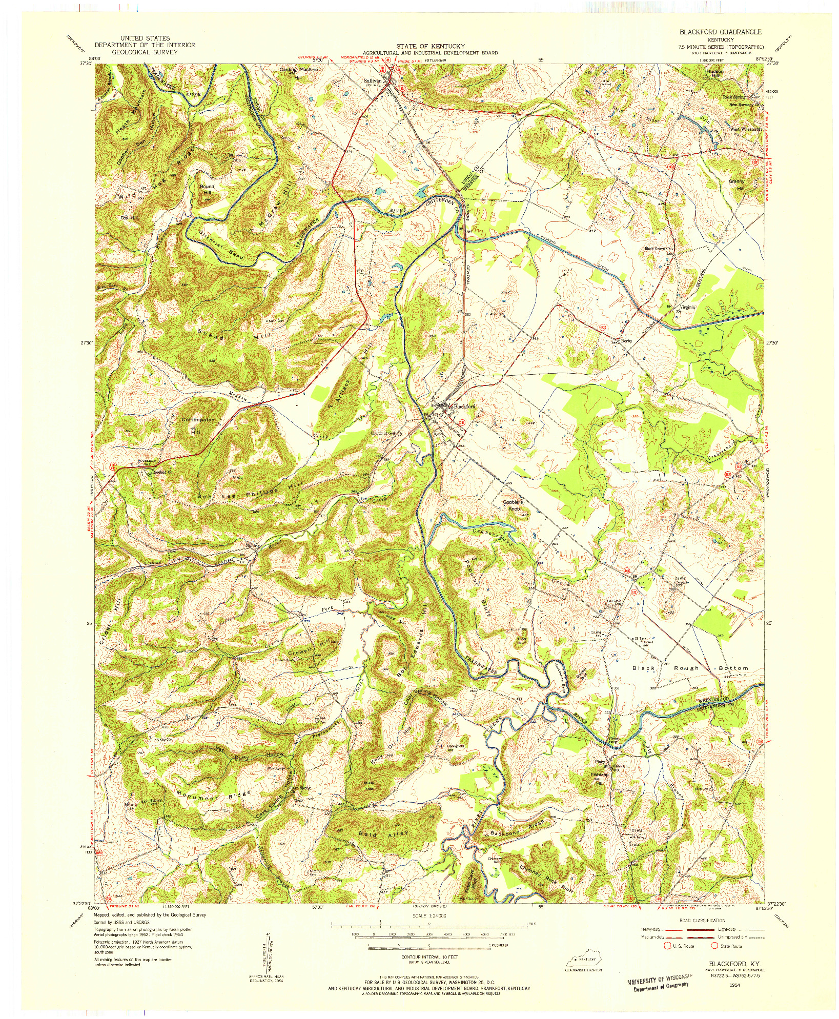 USGS 1:24000-SCALE QUADRANGLE FOR BLACKFORD, KY 1954