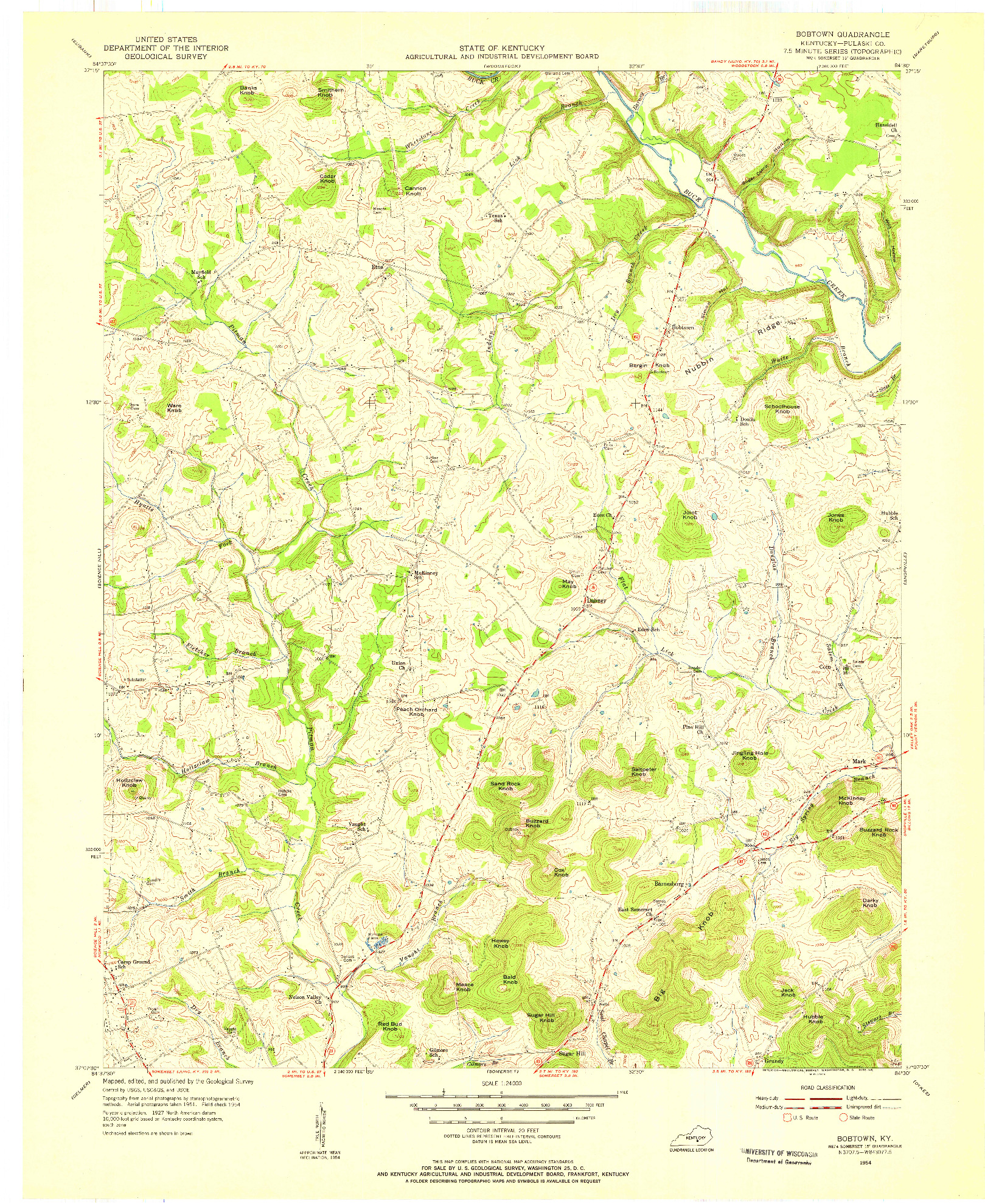 USGS 1:24000-SCALE QUADRANGLE FOR BOBTOWN, KY 1954